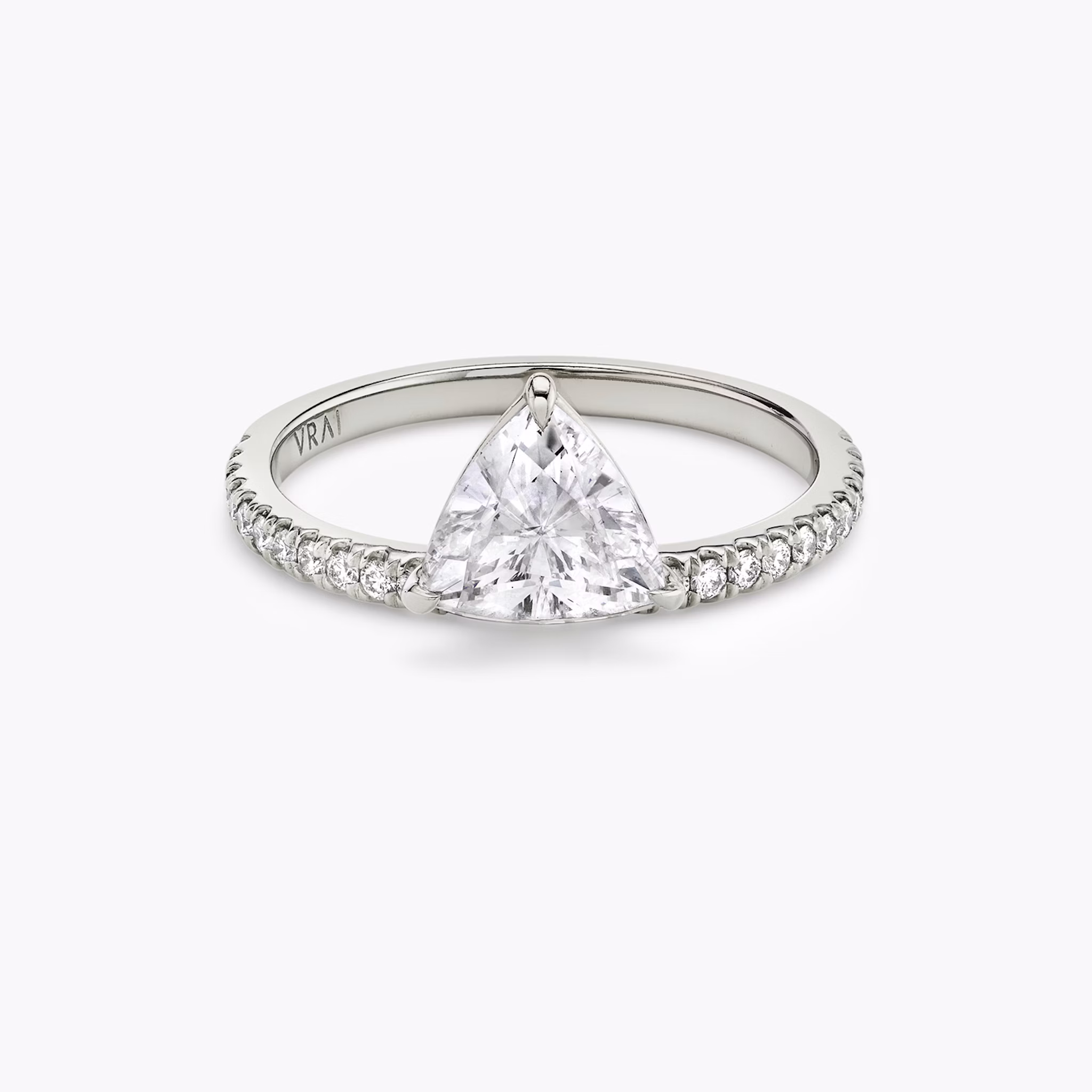 The Hover | Trillion | 18k | White Gold | bandAccent: Pavé | diamondOrientation: vertical | caratWeight: other