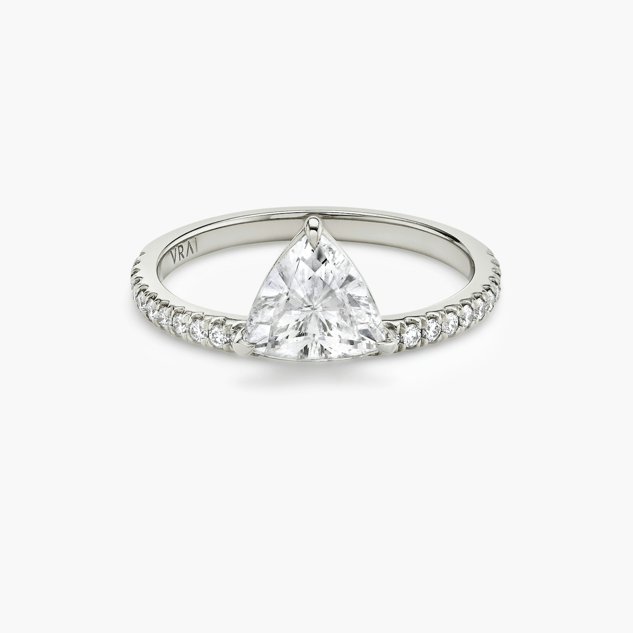 The Hover | Trillion | 18k | White Gold | bandAccent: Pavé | diamondOrientation: vertical | caratWeight: other