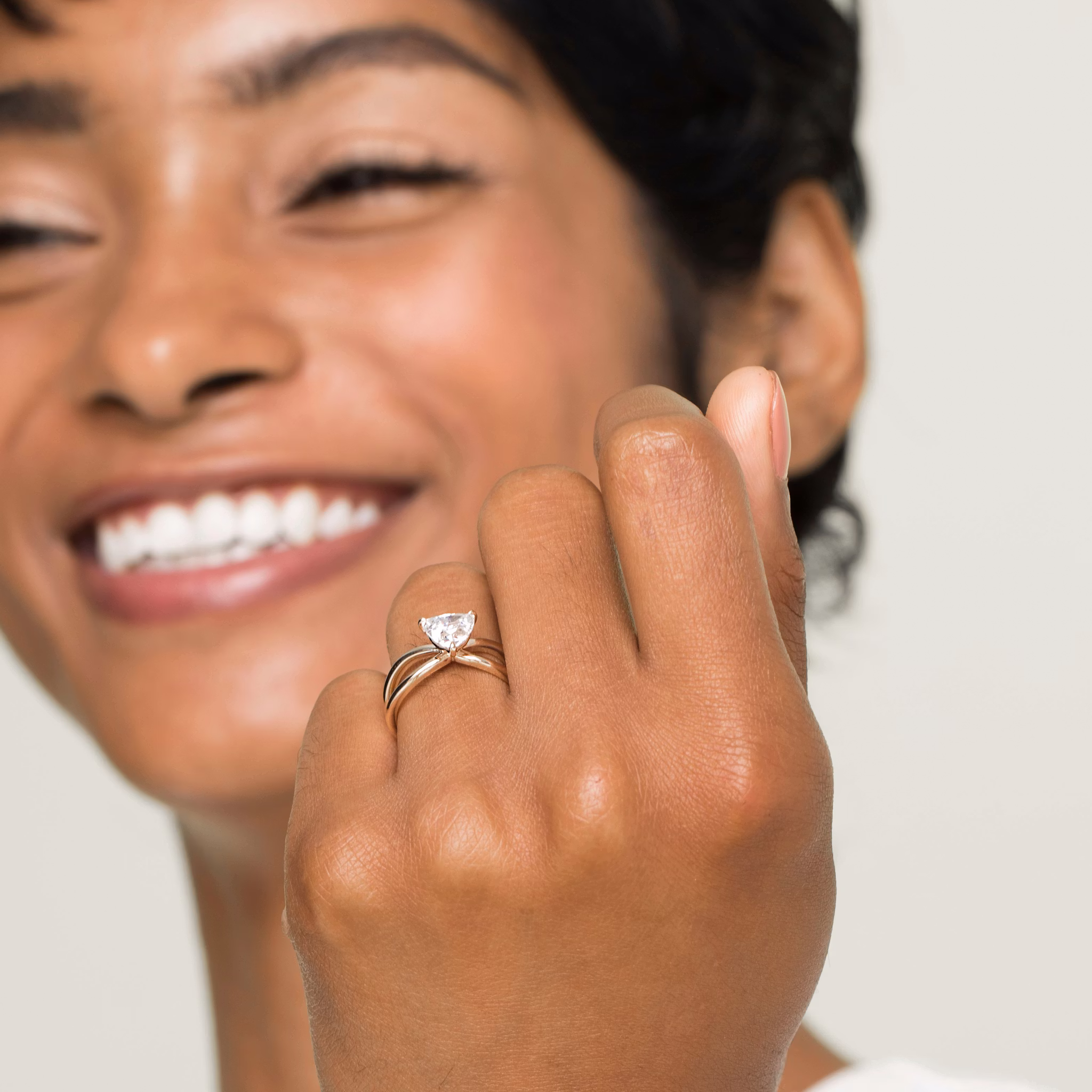 The Duet | Trillion | 14k | Rose Gold | bandAccent: Plain | diamondOrientation: vertical | caratWeight: other