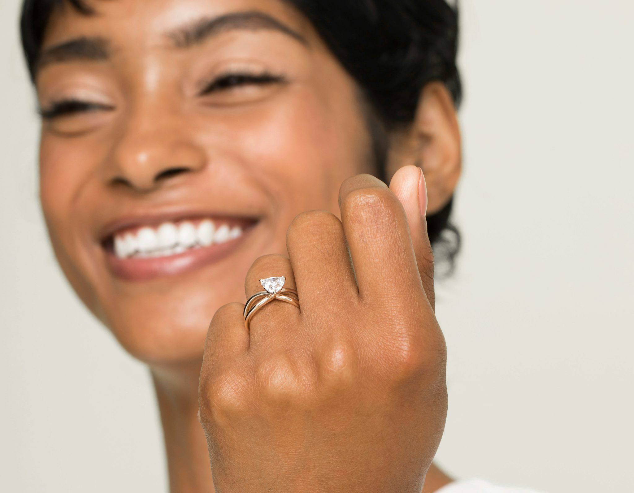 The Duet | Trillion | 14k | Rose Gold | bandAccent: Plain | diamondOrientation: vertical | caratWeight: other