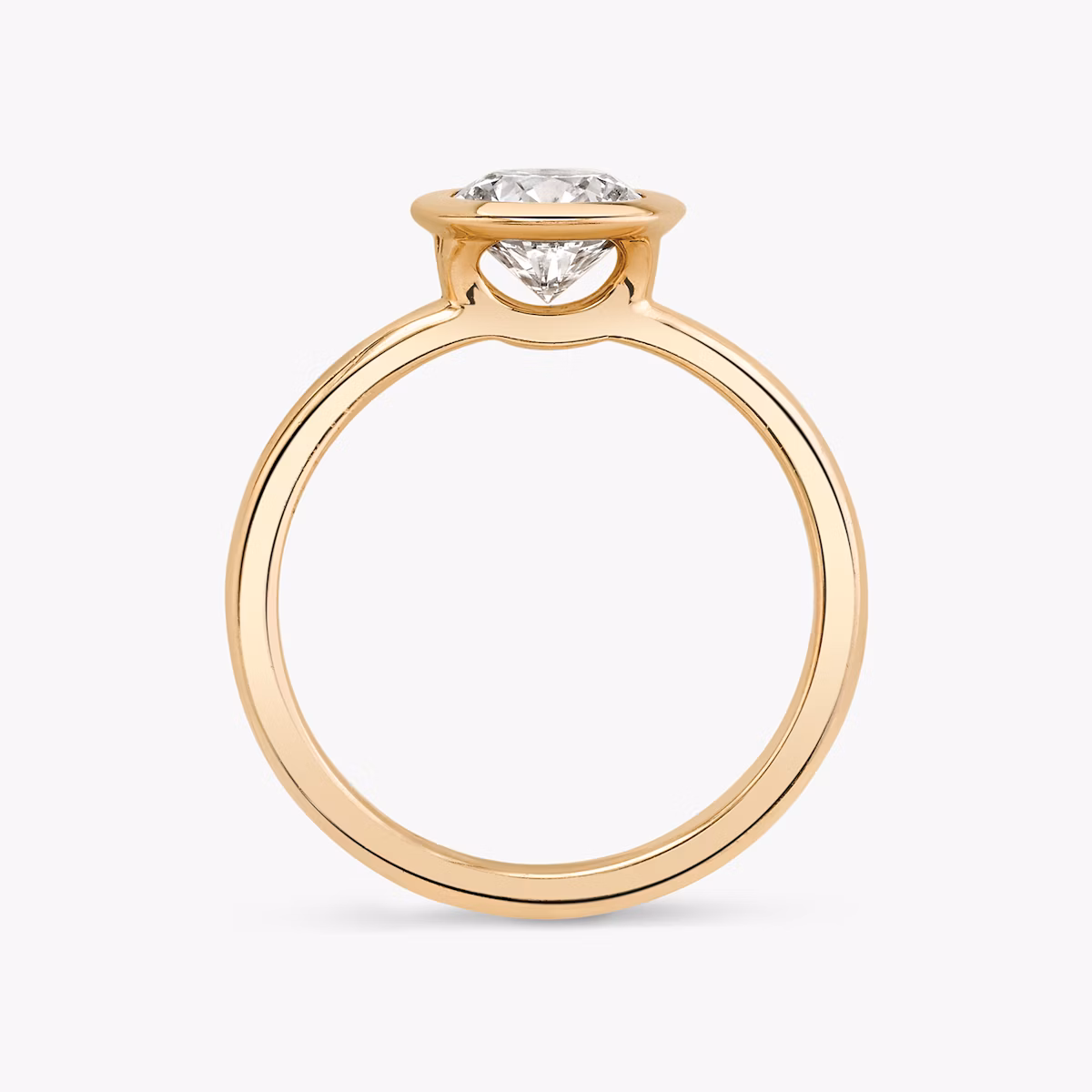 The Signature Bezel | Round Brilliant | 14k | Rose Gold | bandAccent: Plain | caratWeight: other | diamondOrientation: vertical