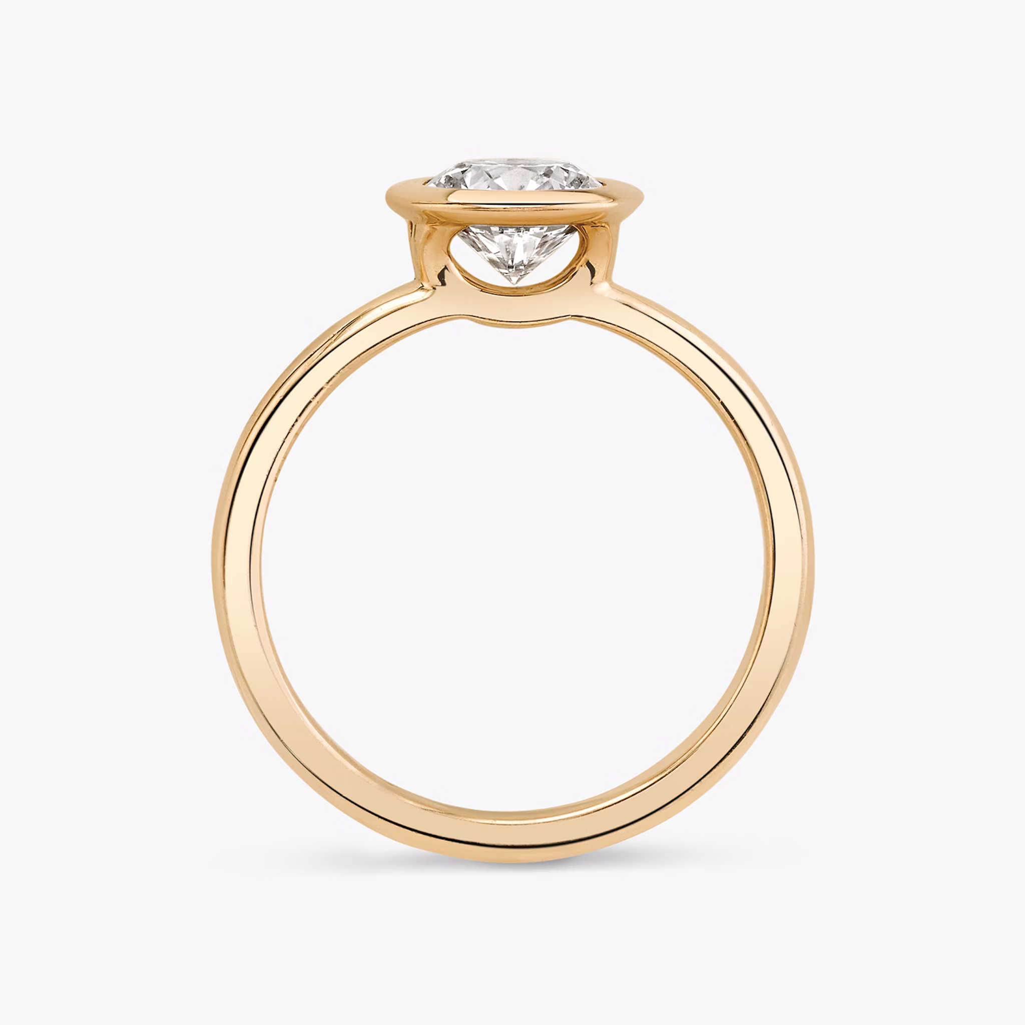 The Signature Bezel | Round Brilliant | 14k | Rose Gold | bandAccent: Plain | caratWeight: 2.0ct | diamondOrientation: horizontal