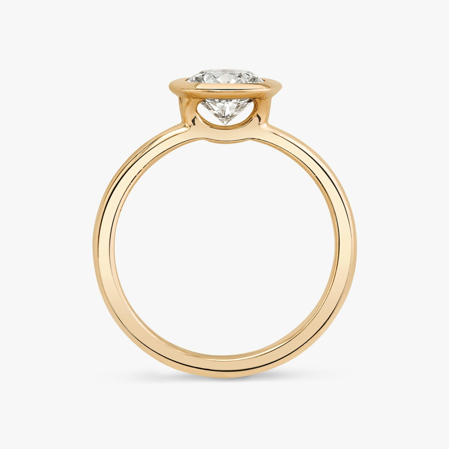The Signature Bezel | Round Brilliant | 14k | Rose Gold | bandAccent: Plain | caratWeight: 1.5ct | diamondOrientation: vertical