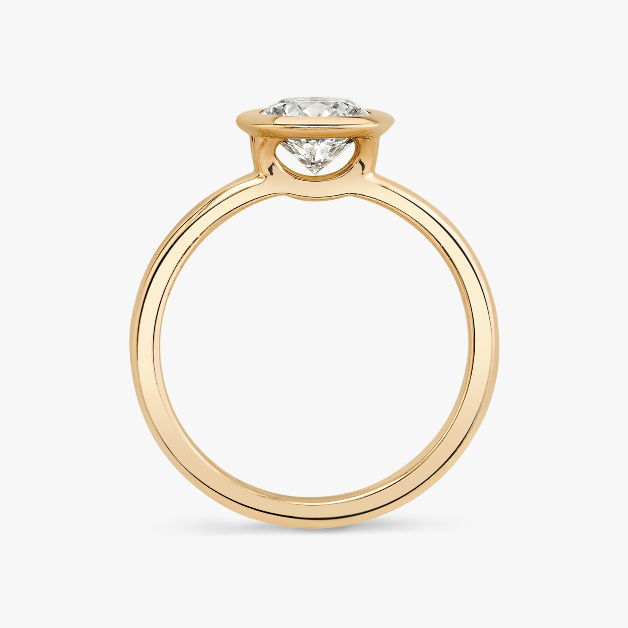 The Signature Bezel | Round Brilliant | 14k | Rose Gold | bandAccent: Plain | caratWeight: 2.0ct | diamondOrientation: horizontal