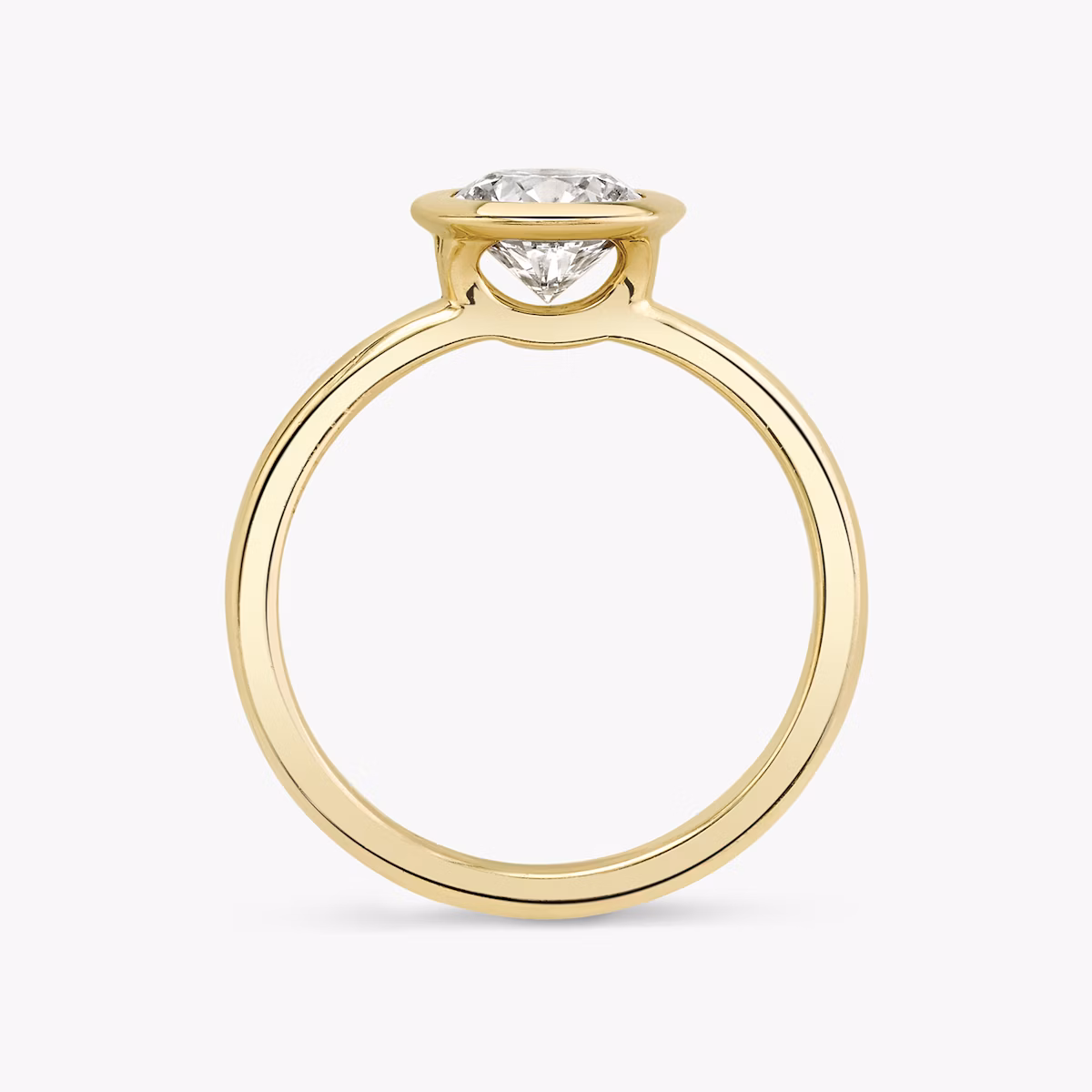 The Signature Bezel | Round Brilliant | 18k | Yellow Gold | bandAccent: Plain | caratWeight: 1.5ct | diamondOrientation: vertical
