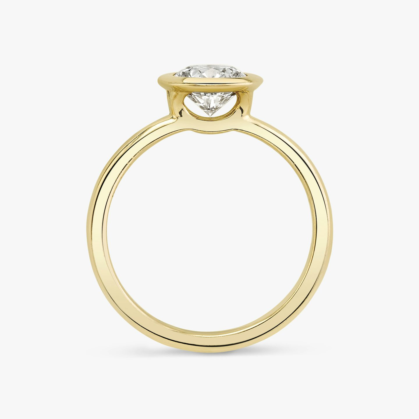 The Signature Bezel | Round Brilliant | 18k | Yellow Gold | bandAccent: Plain | caratWeight: other | diamondOrientation: horizontal