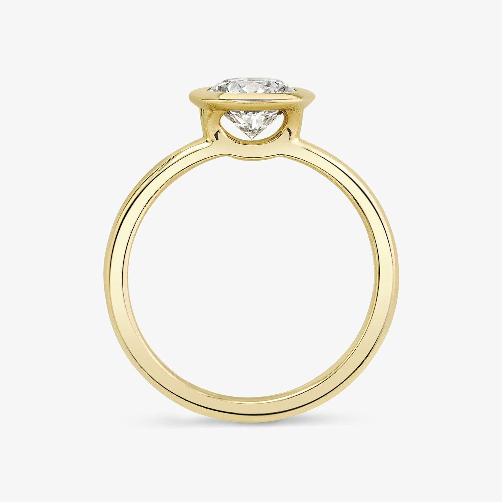 The Signature Bezel | Round Brilliant | 18k | Yellow Gold | bandAccent: Plain | caratWeight: 1.0ct | diamondOrientation: horizontal