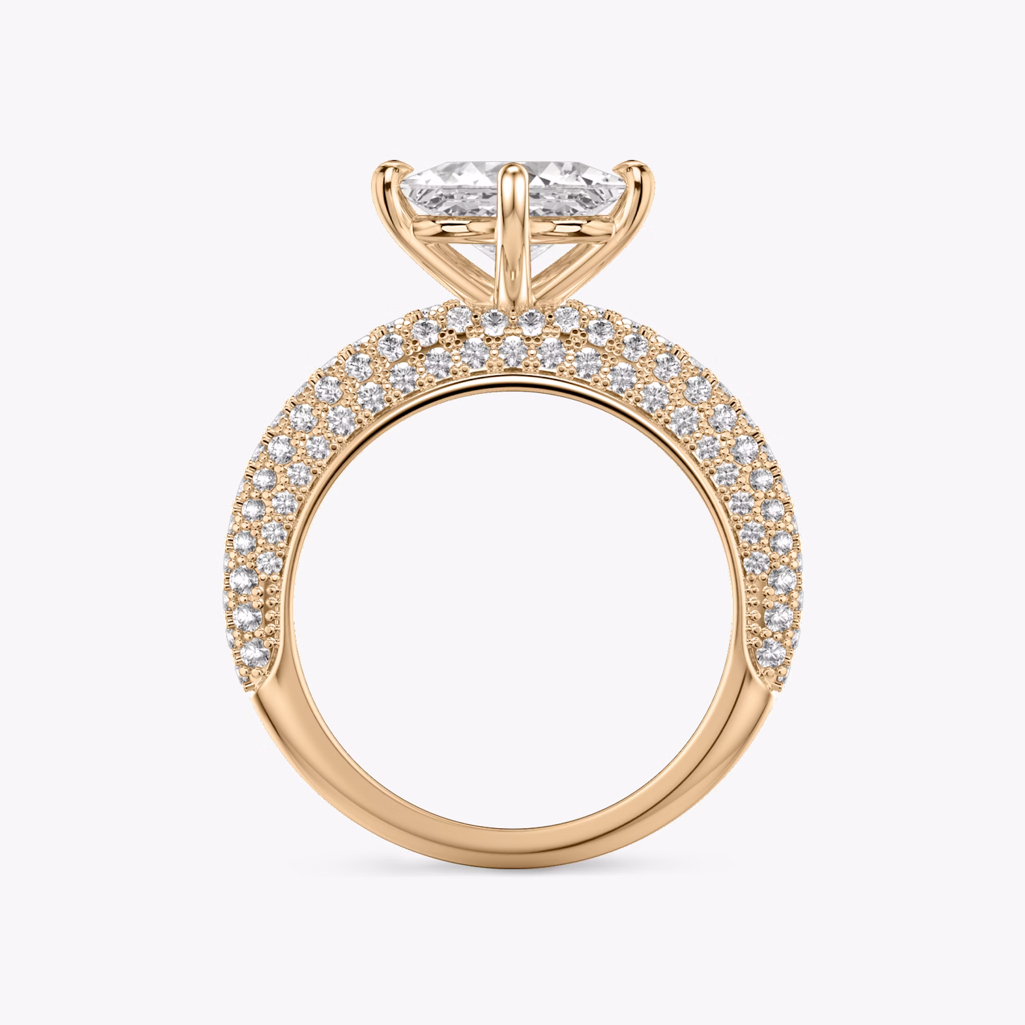 The Curator | Princess | 14k | Rose Gold | bandAccent: Pavé | diamondOrientation: vertical | caratWeight: other