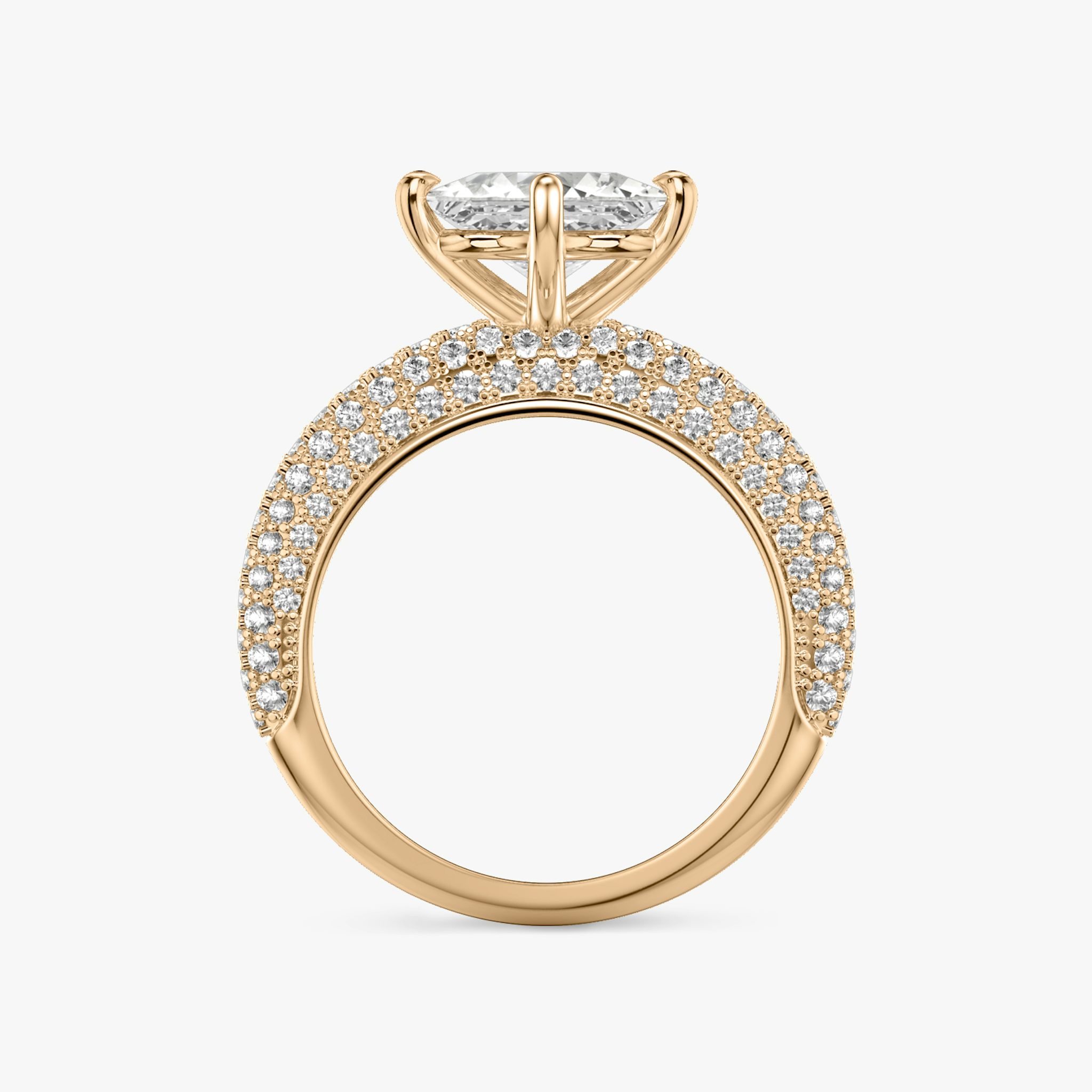 The Curator | Princess | 14k | Rose Gold | bandAccent: Pavé | diamondOrientation: vertical | caratWeight: other