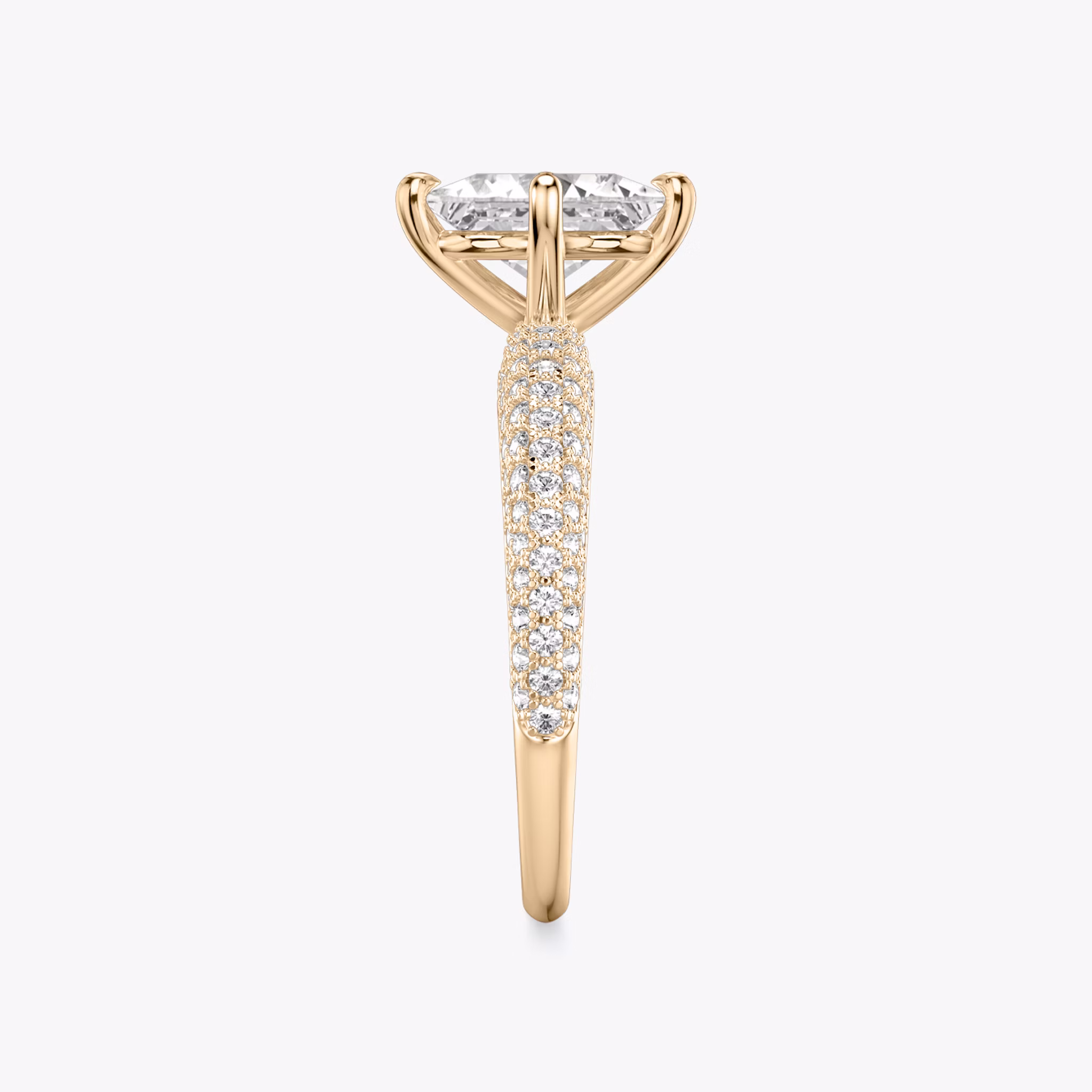 The Curator | Princess | 14k | Rose Gold | bandAccent: Pavé | diamondOrientation: vertical | caratWeight: other