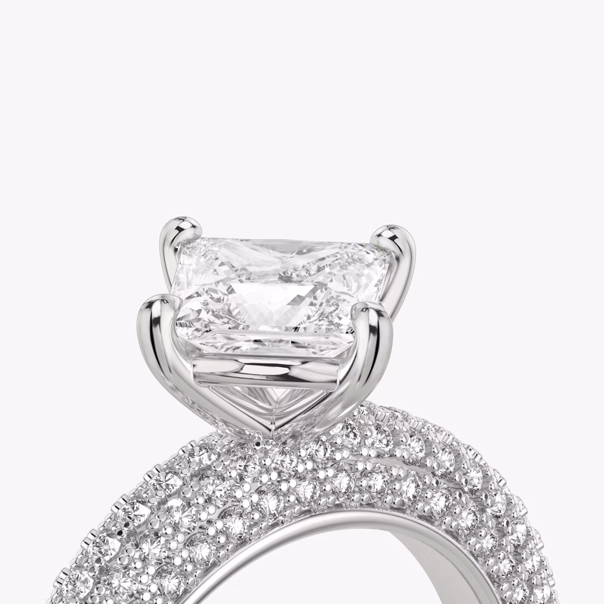 The Curator | Princess | Platinum | bandAccent: Pavé | diamondOrientation: vertical | caratWeight: other