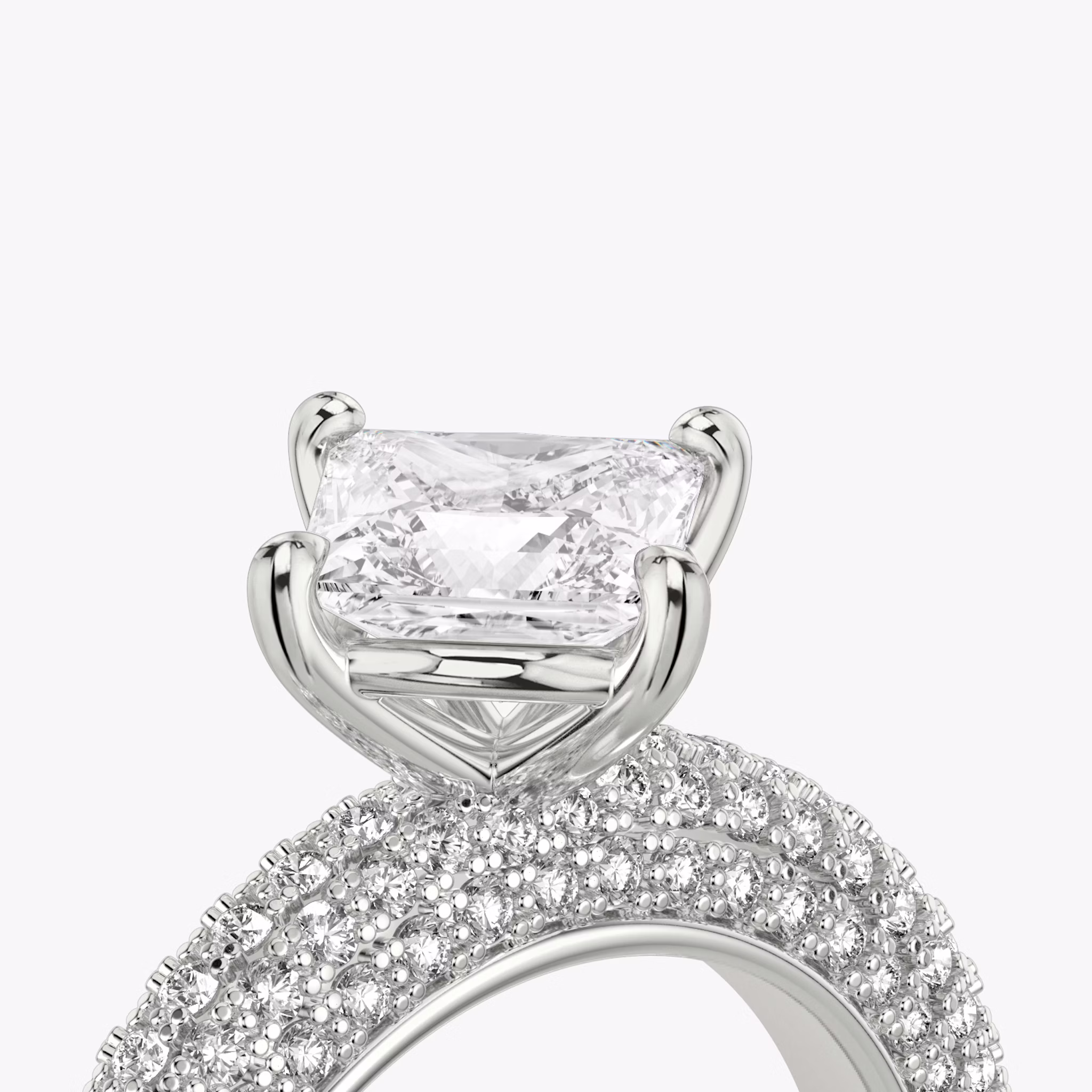 The Curator | Princess | 18k | White Gold | bandAccent: Pavé | diamondOrientation: vertical | caratWeight: other