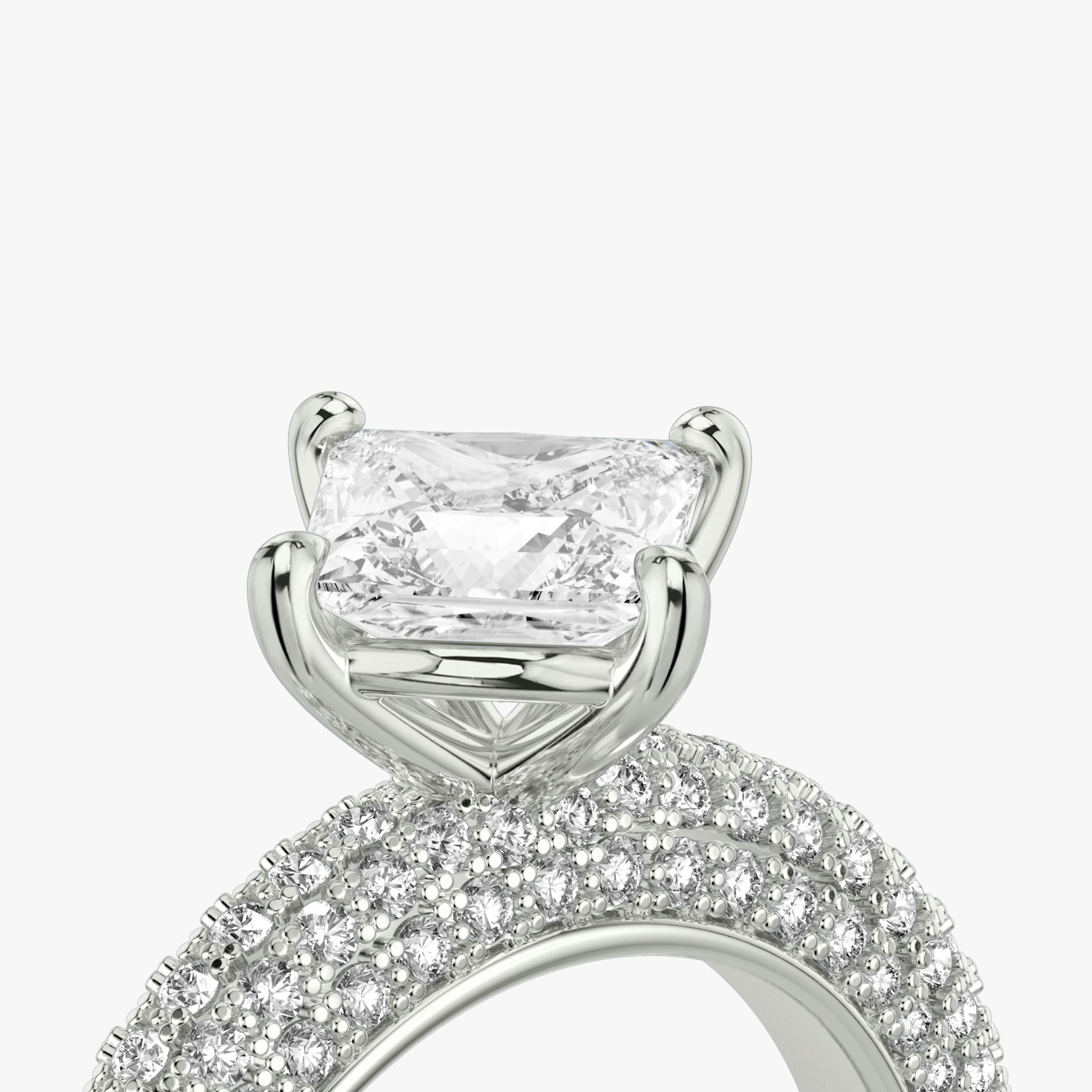 The Curator | Princess | 18k | White Gold | bandAccent: Pavé | diamondOrientation: vertical | caratWeight: other