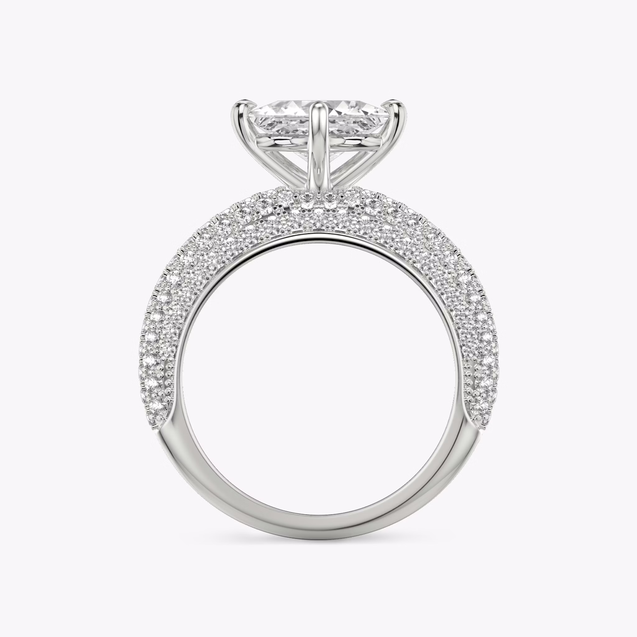 The Curator | Princess | 18k | White Gold | bandAccent: Pavé | diamondOrientation: vertical | caratWeight: other