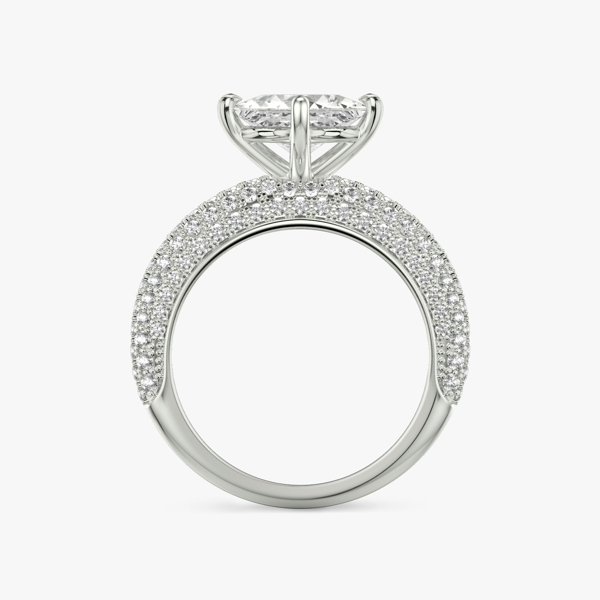 The Curator | Princess | 18k | White Gold | bandAccent: Pavé | diamondOrientation: vertical | caratWeight: other