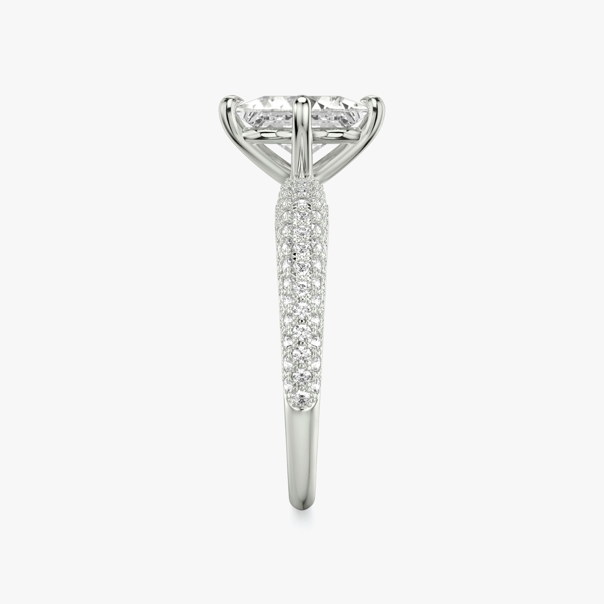 The Curator | Princess | 18k | White Gold | bandAccent: Pavé | diamondOrientation: vertical | caratWeight: other