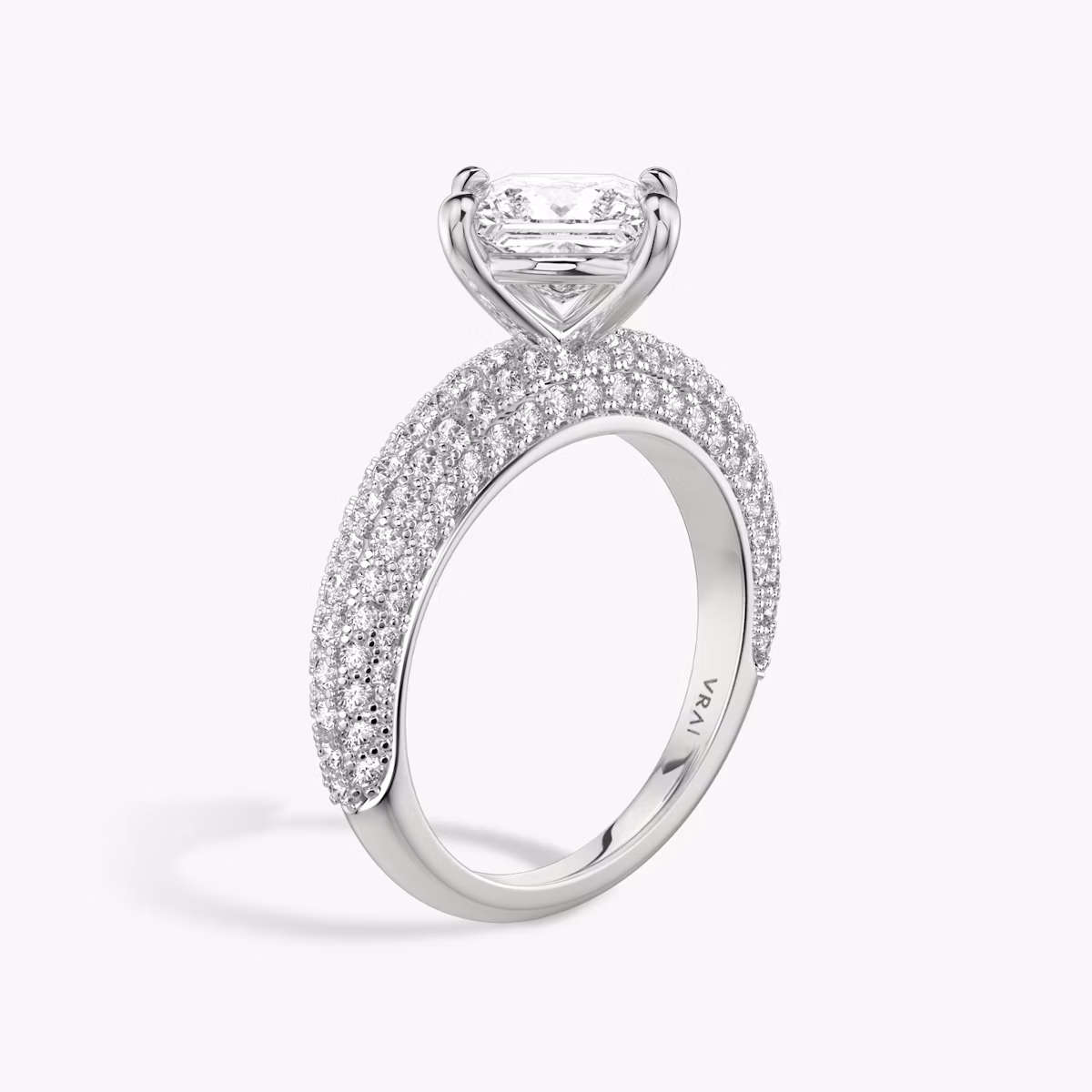 The Curator | Princess | Platinum | bandAccent: Pavé | diamondOrientation: vertical | caratWeight: other