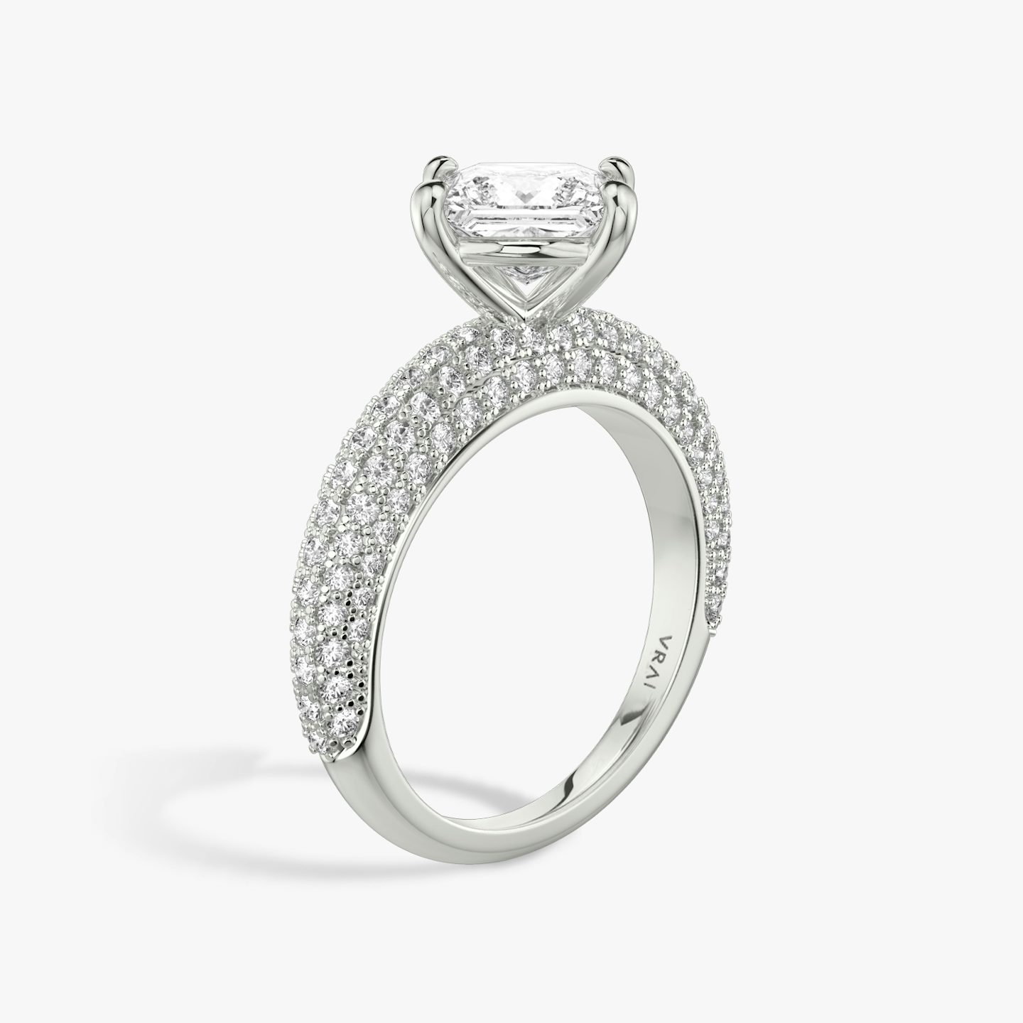 The Curator | Princess | Platinum | bandAccent: Pavé | diamondOrientation: vertical | caratWeight: other