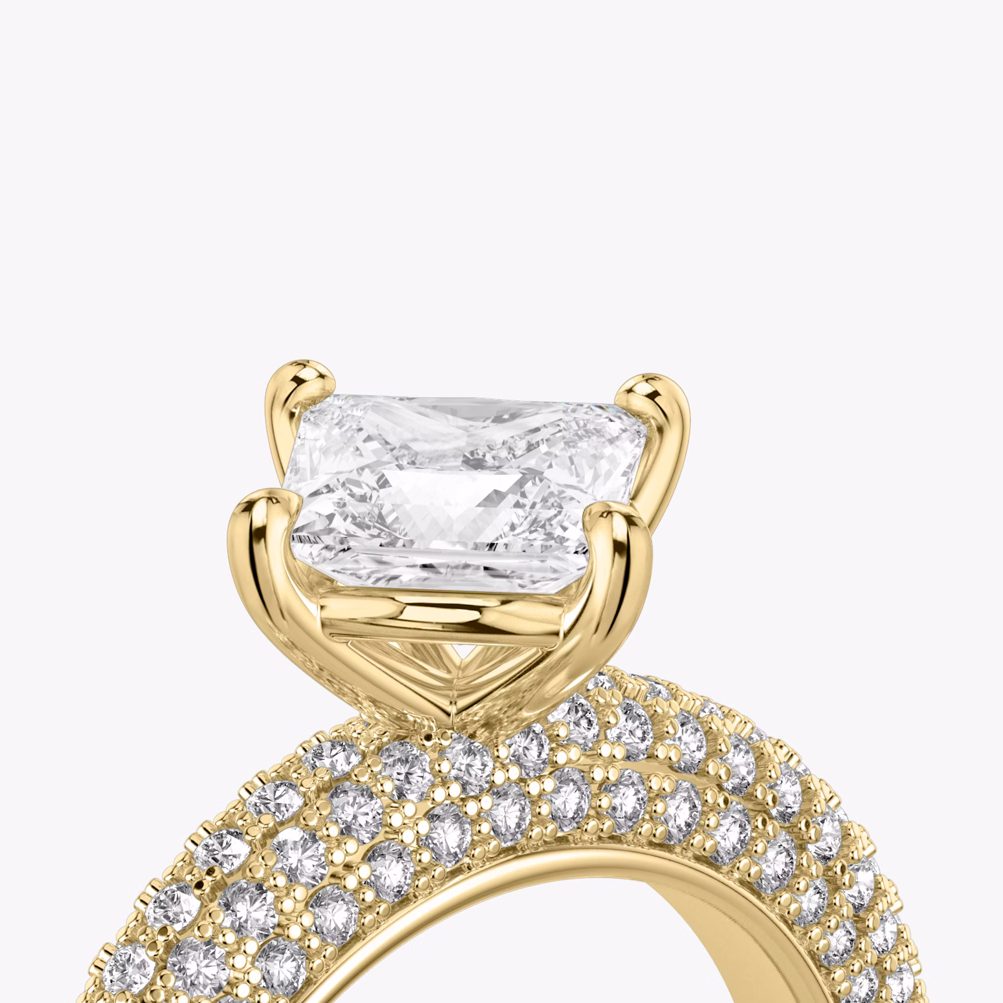 The Curator | Princess | 18k | Yellow Gold | bandAccent: Pavé | diamondOrientation: vertical | caratWeight: other