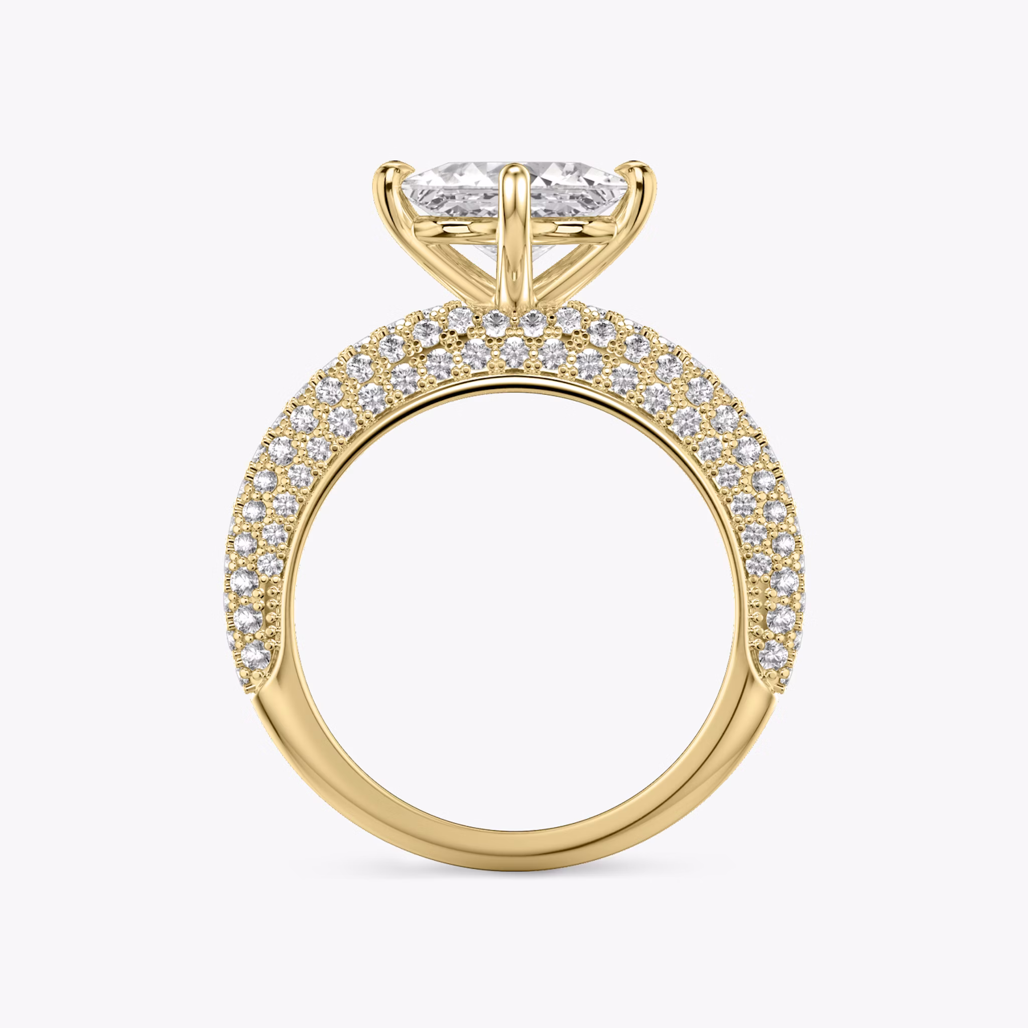 The Curator | Princess | 18k | Yellow Gold | bandAccent: Pavé | diamondOrientation: vertical | caratWeight: other