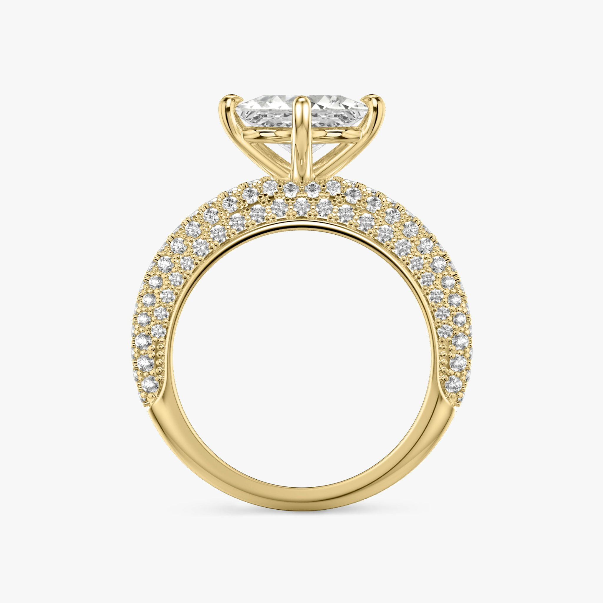 The Curator | Princess | 18k | Yellow Gold | bandAccent: Pavé | diamondOrientation: vertical | caratWeight: other