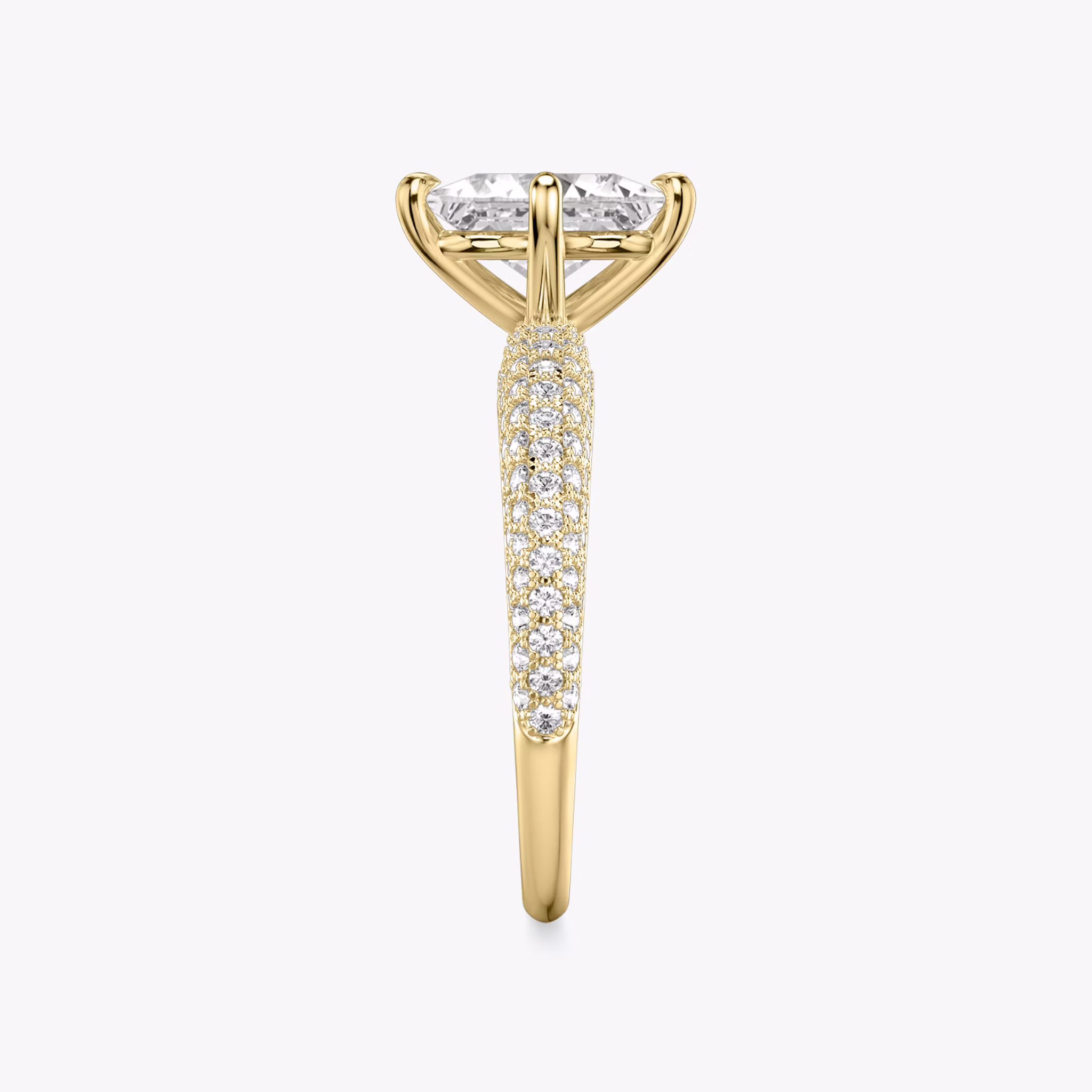 The Curator | Princess | 18k | Yellow Gold | bandAccent: Pavé | diamondOrientation: vertical | caratWeight: other