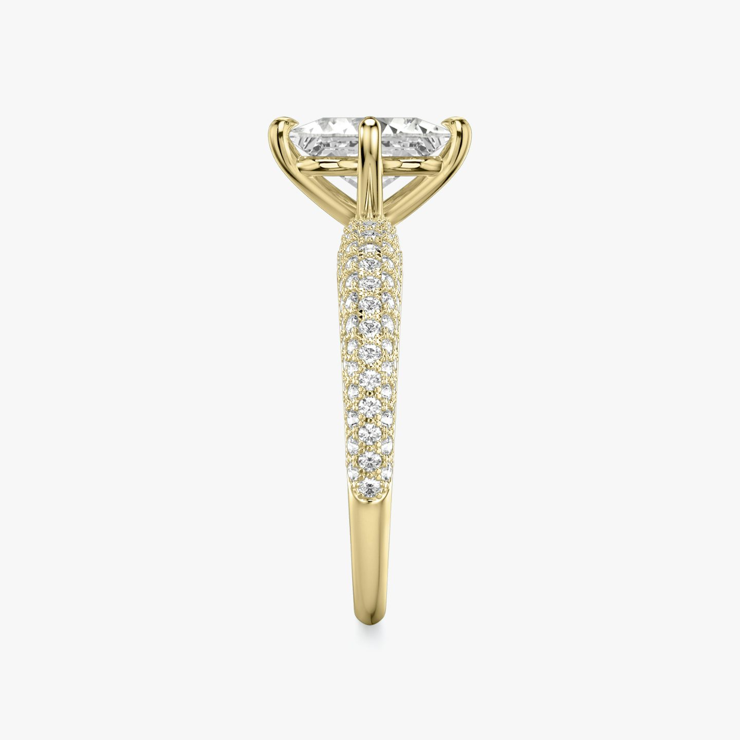 The Curator | Princess | 18k | Yellow Gold | bandAccent: Pavé | diamondOrientation: vertical | caratWeight: other