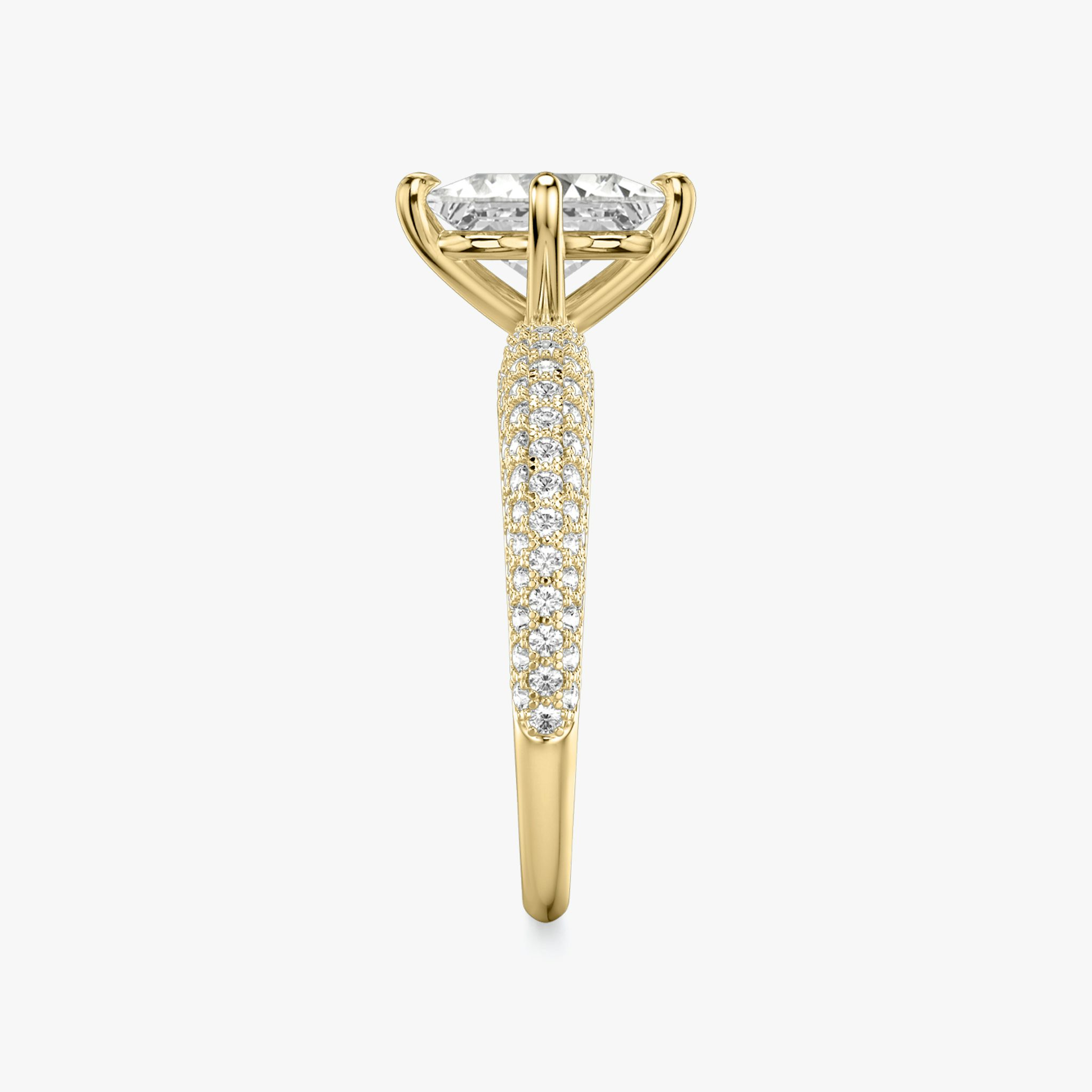 The Curator | Princess | 18k | Yellow Gold | bandAccent: Pavé | diamondOrientation: vertical | caratWeight: other