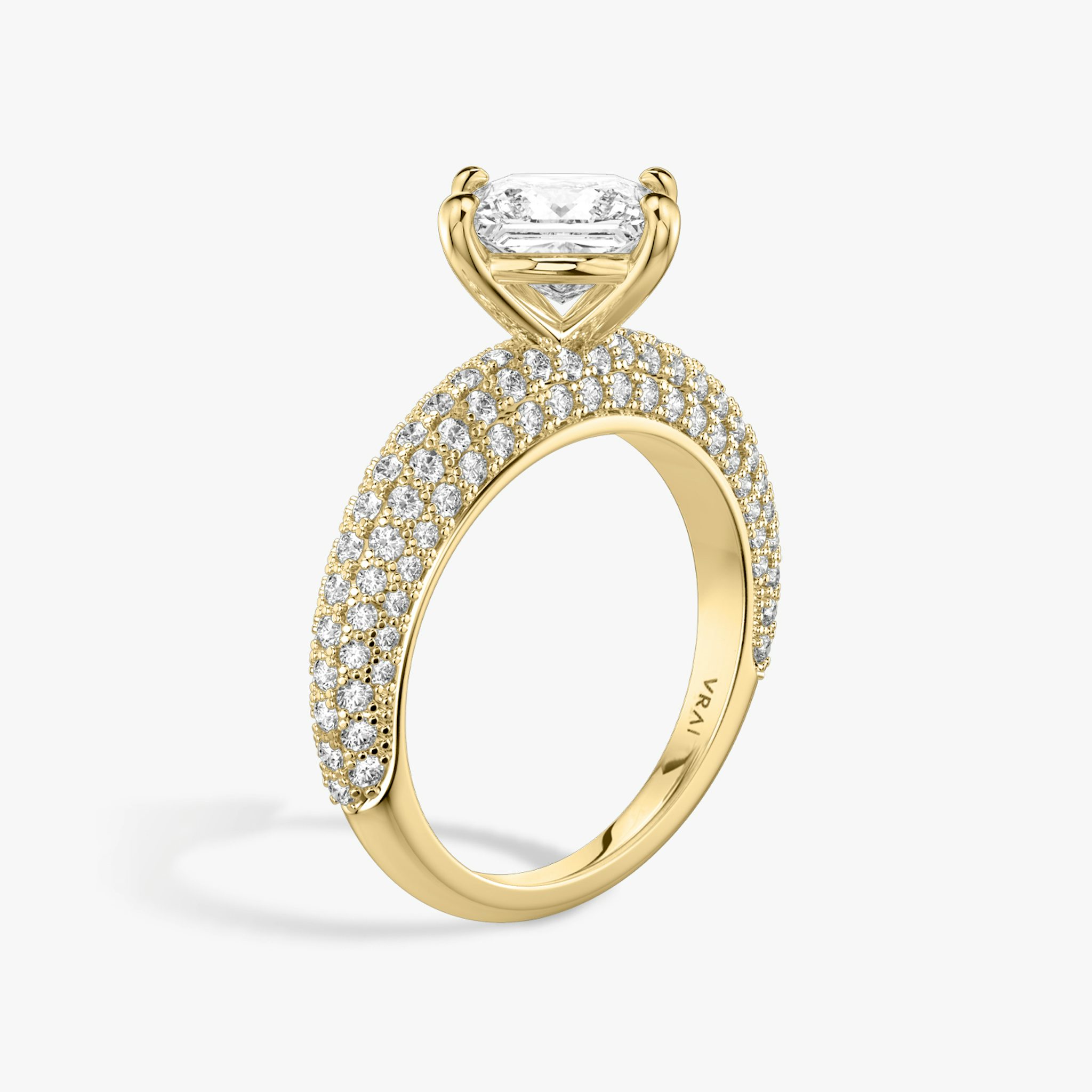 The Curator | Princess | 18k | Yellow Gold | bandAccent: Pavé | diamondOrientation: vertical | caratWeight: other