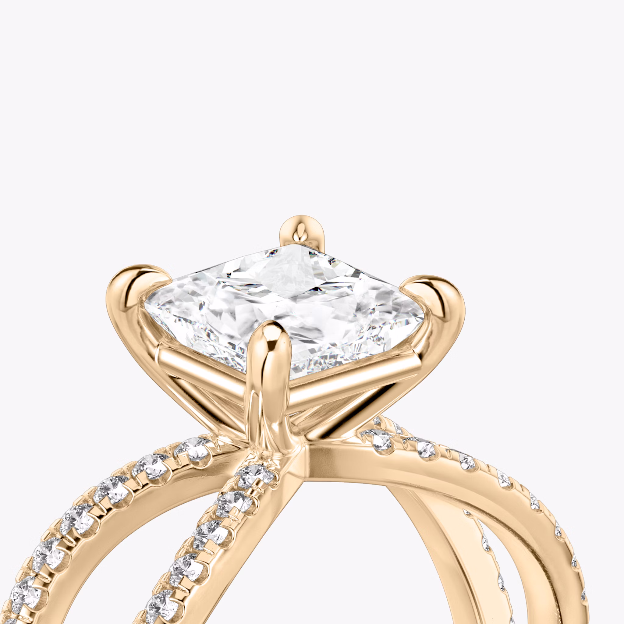 The Duet | Princess | 14k | Rose Gold | bandAccent: Double pavé | diamondOrientation: vertical | caratWeight: other