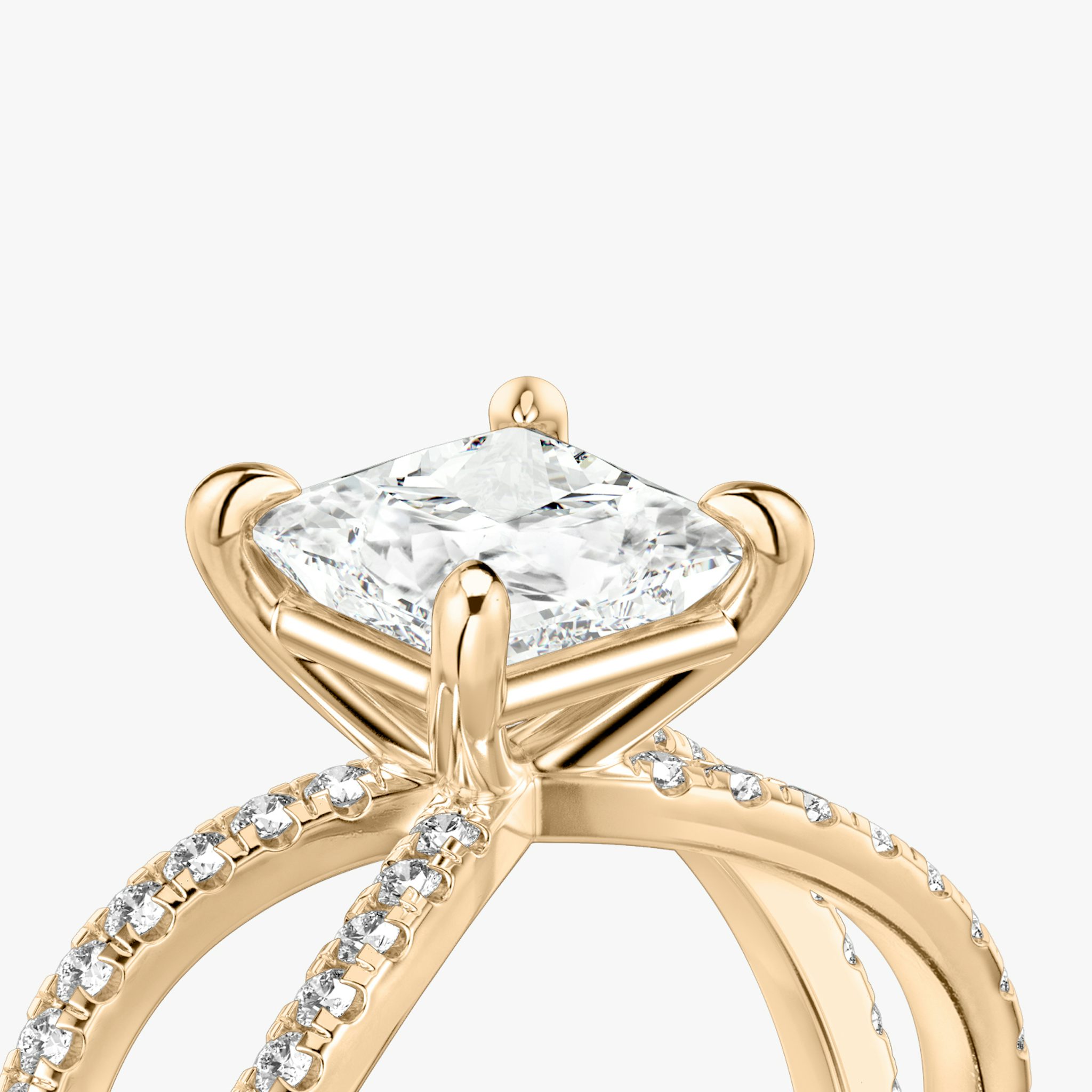 The Duet | Princess | 14k | Rose Gold | bandAccent: Double pavé | diamondOrientation: vertical | caratWeight: other