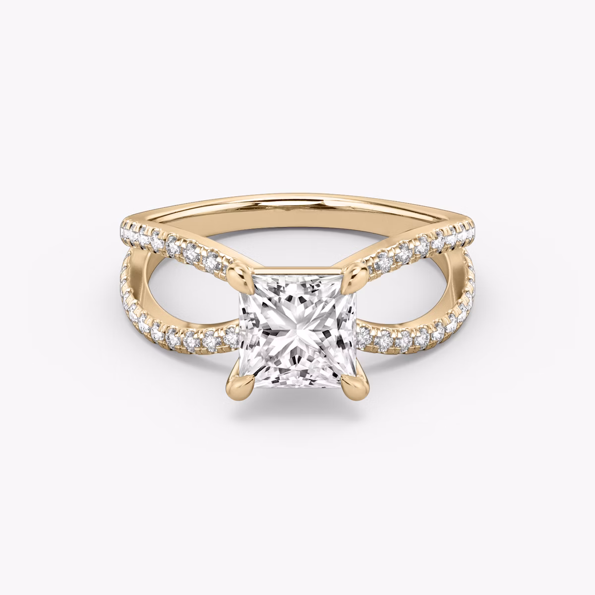 The Duet | Princess | 14k | Rose Gold | bandAccent: Double pavé | diamondOrientation: vertical | caratWeight: other