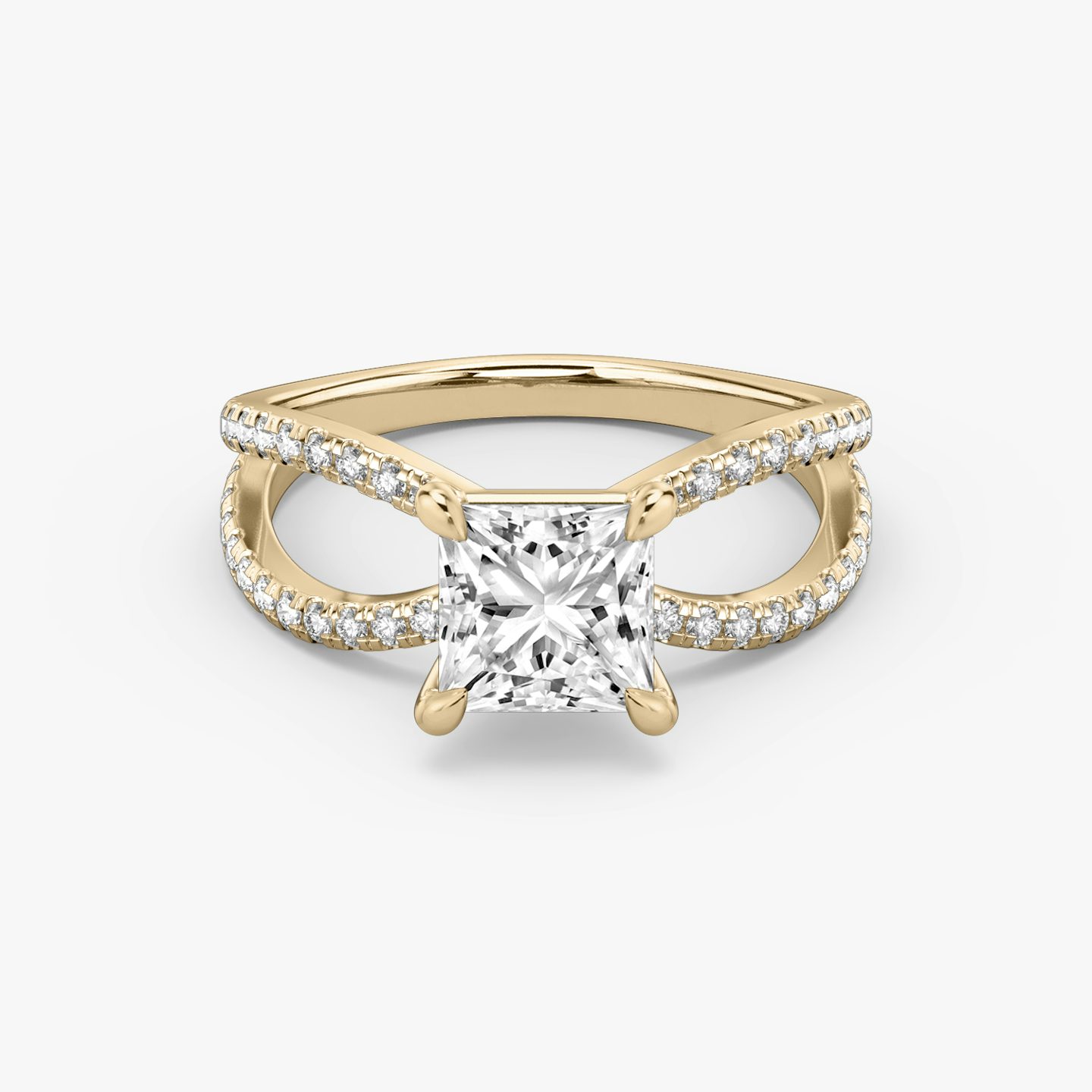 The Duet | Princess | 14k | Rose Gold | bandAccent: Double pavé | diamondOrientation: vertical | caratWeight: other