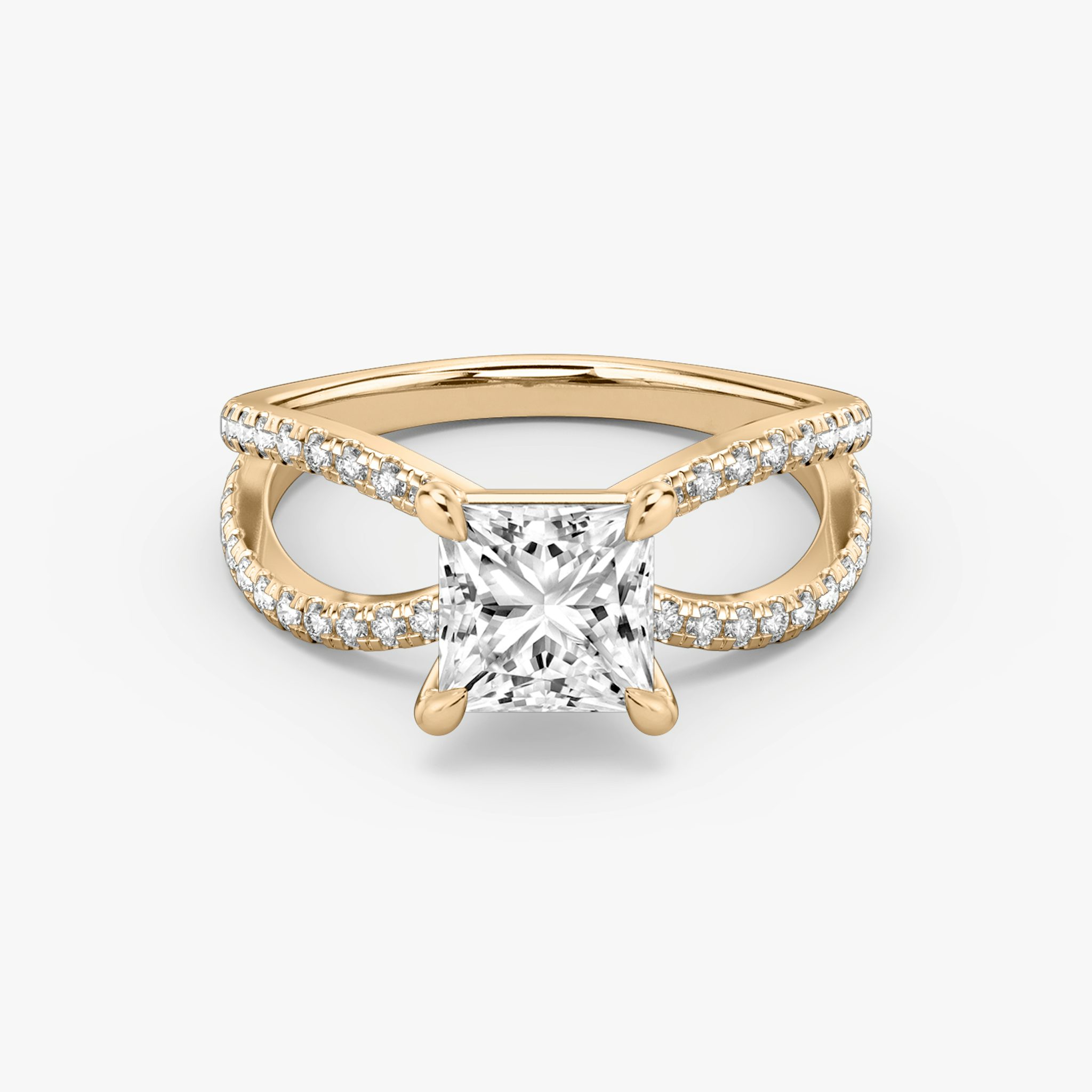 The Duet | Princess | 14k | Rose Gold | bandAccent: Double pavé | diamondOrientation: vertical | caratWeight: other