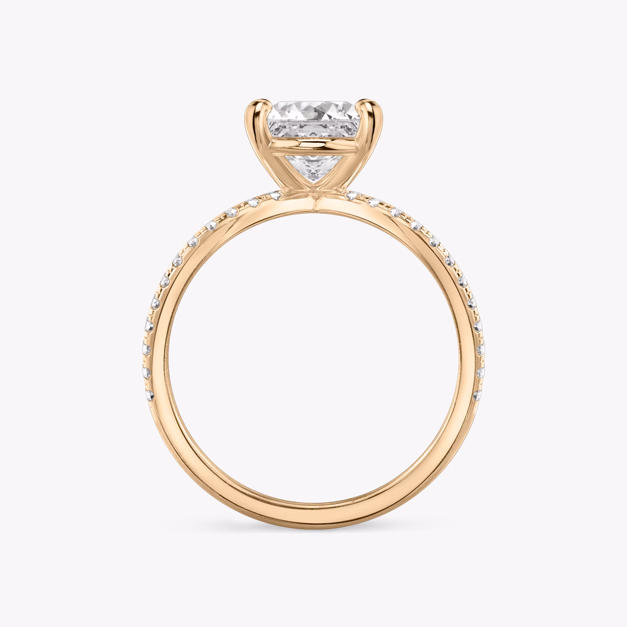 The Duet | Princess | 14k | Rose Gold | bandAccent: Double pavé | diamondOrientation: vertical | caratWeight: other