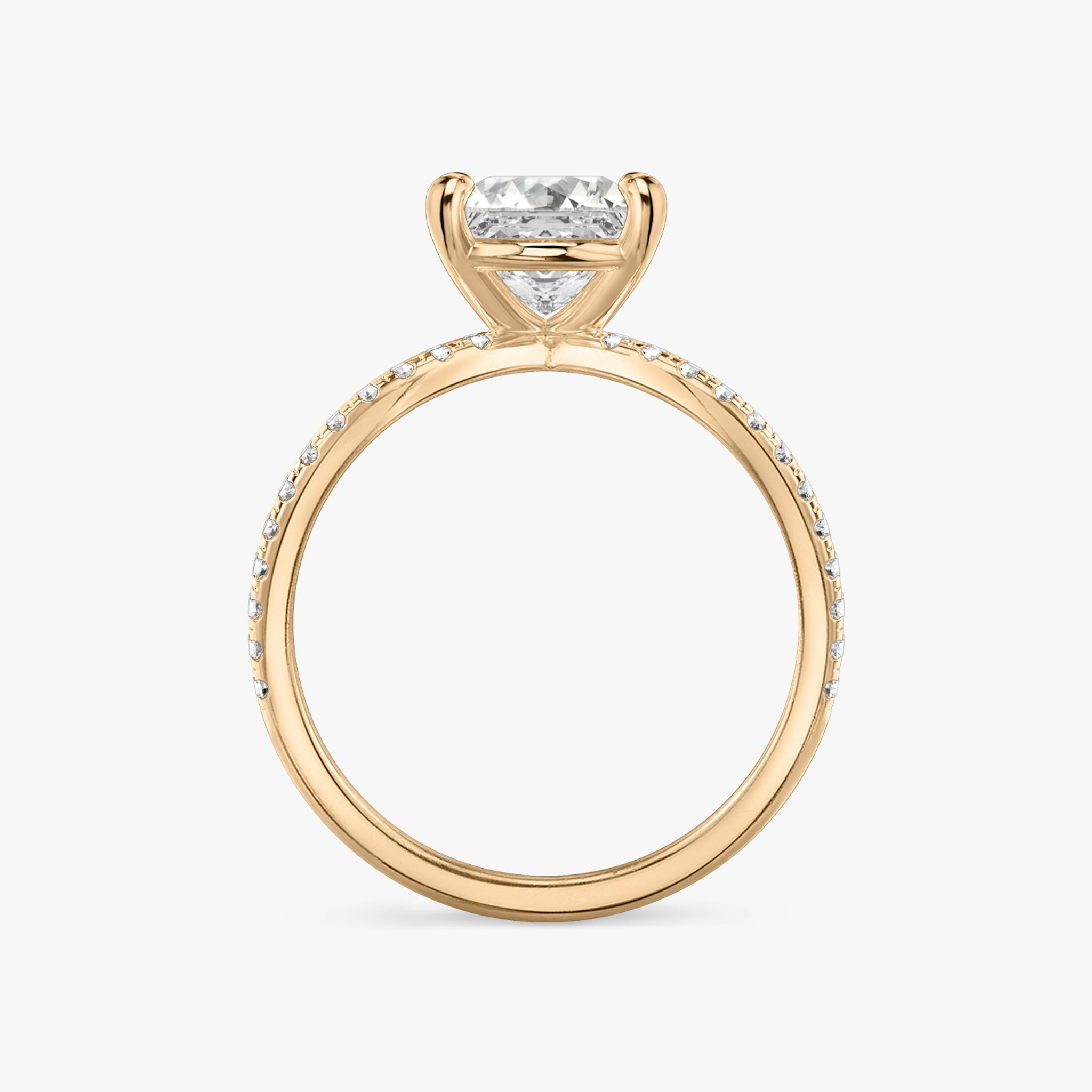 The Duet | Princess | 14k | Rose Gold | bandAccent: Double pavé | diamondOrientation: vertical | caratWeight: other