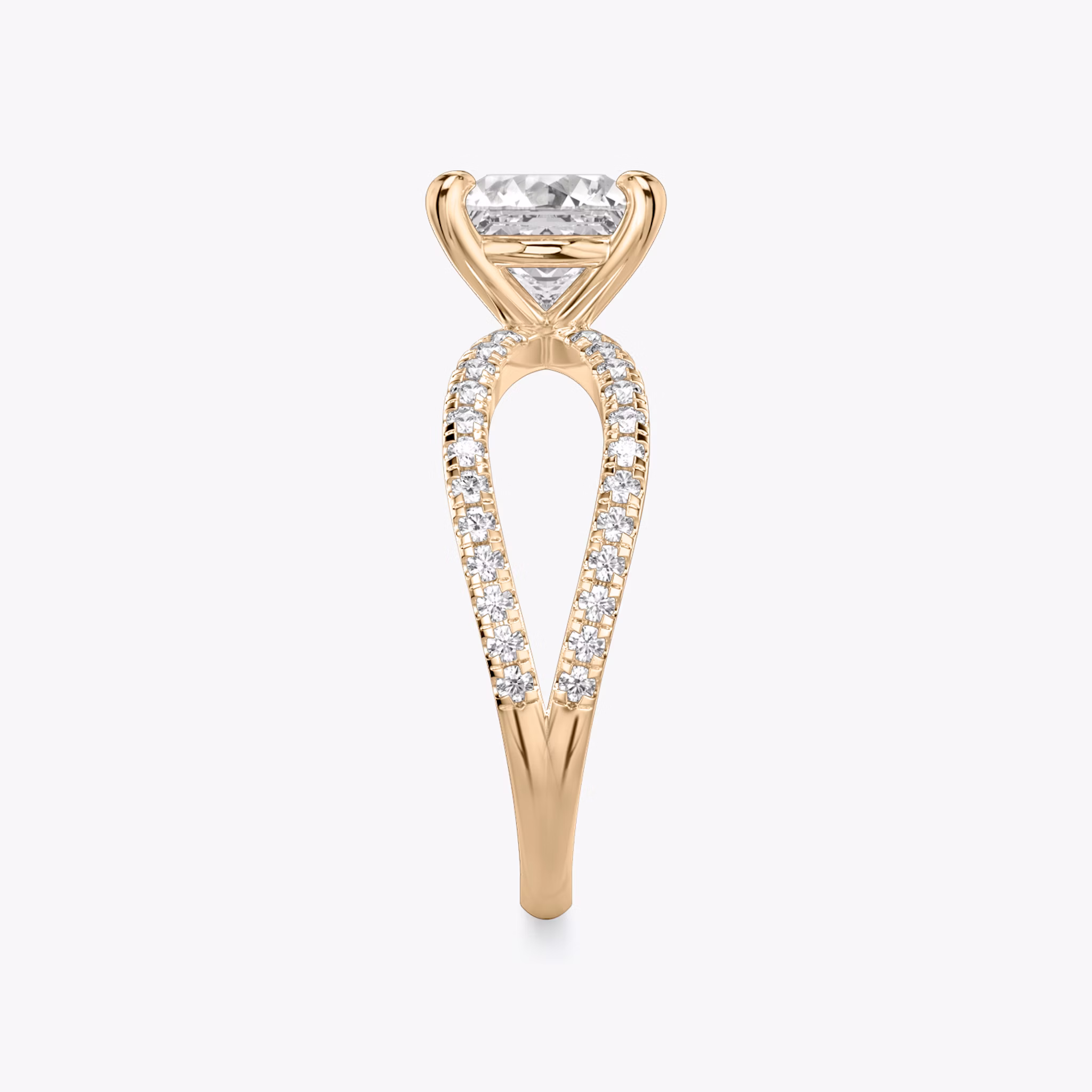 The Duet | Princess | 14k | Rose Gold | bandAccent: Double pavé | diamondOrientation: vertical | caratWeight: other