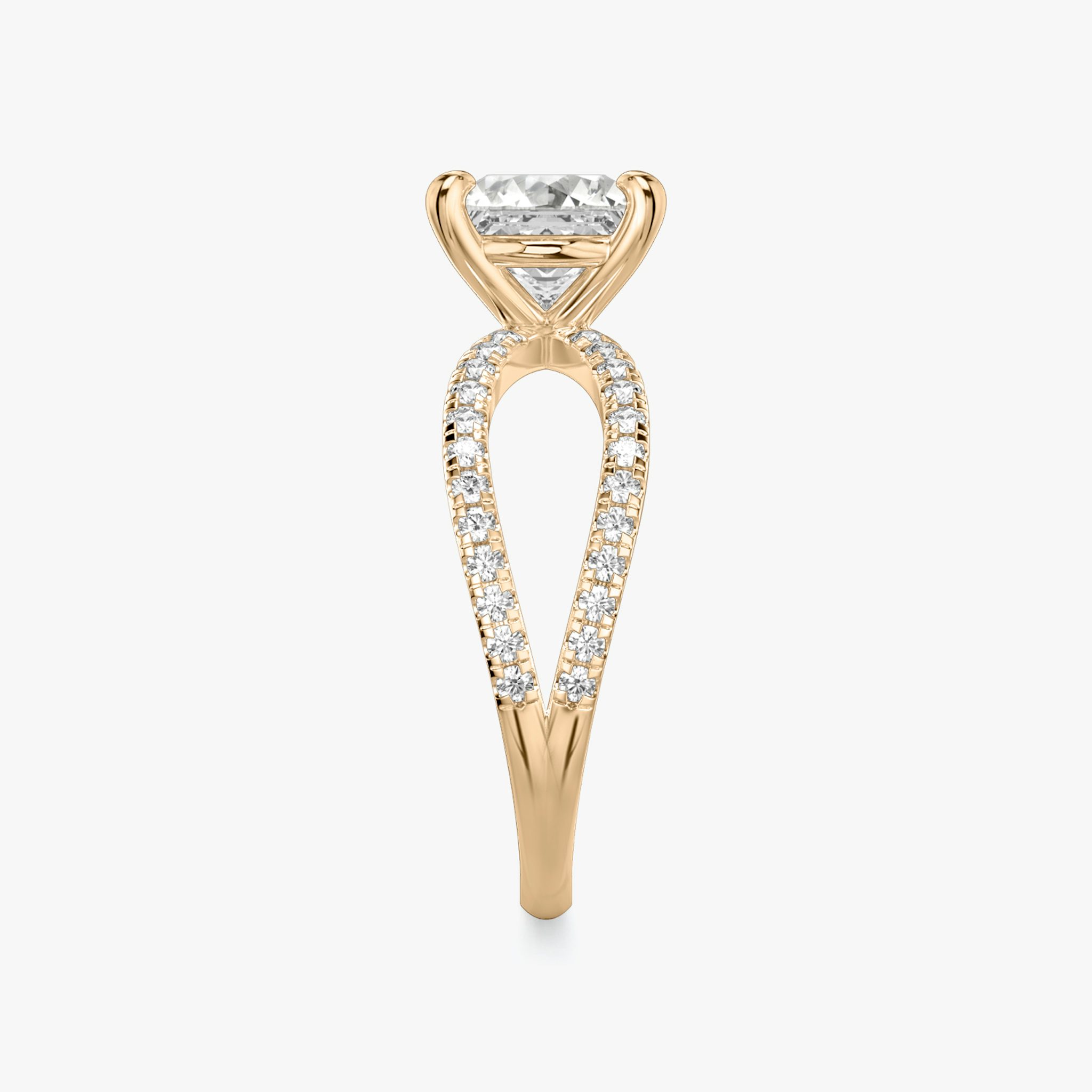 The Duet | Princess | 14k | Rose Gold | bandAccent: Double pavé | diamondOrientation: vertical | caratWeight: other