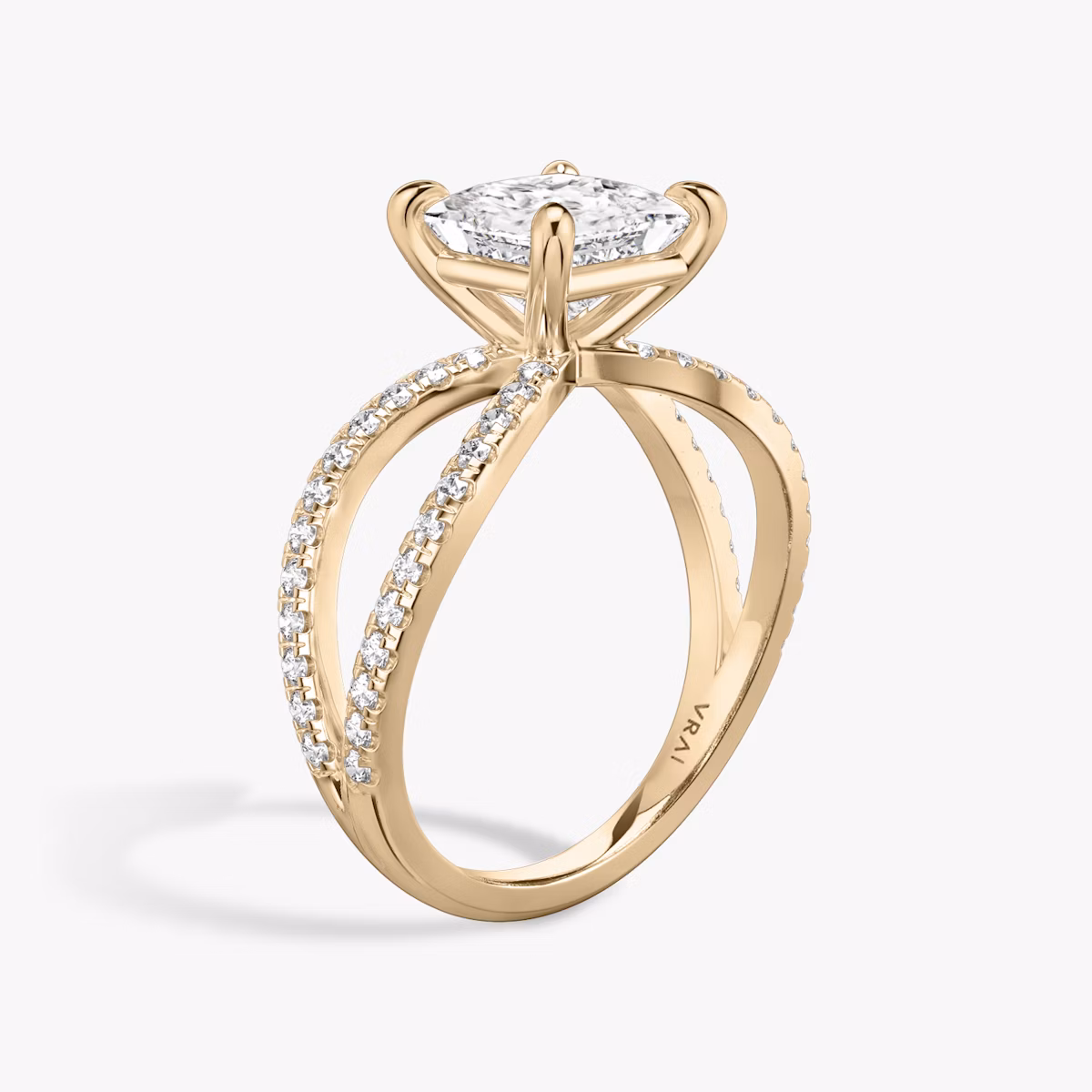 The Duet | Princess | 14k | Rose Gold | bandAccent: Double pavé | diamondOrientation: vertical | caratWeight: other