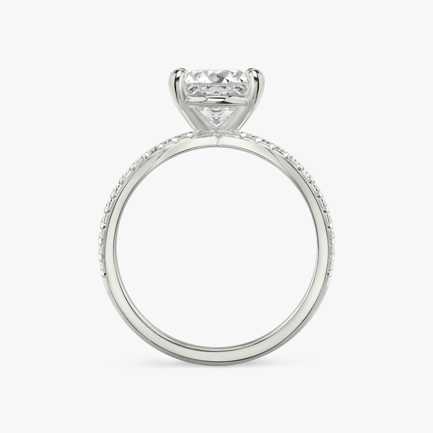 The Duet | Princess | 18k | White Gold | bandAccent: Double pavé | diamondOrientation: vertical | caratWeight: other