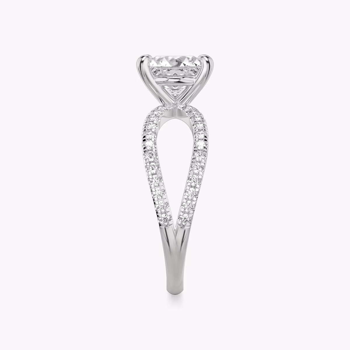The Duet | Princess | Platinum | bandAccent: Double pavé | diamondOrientation: vertical | caratWeight: other