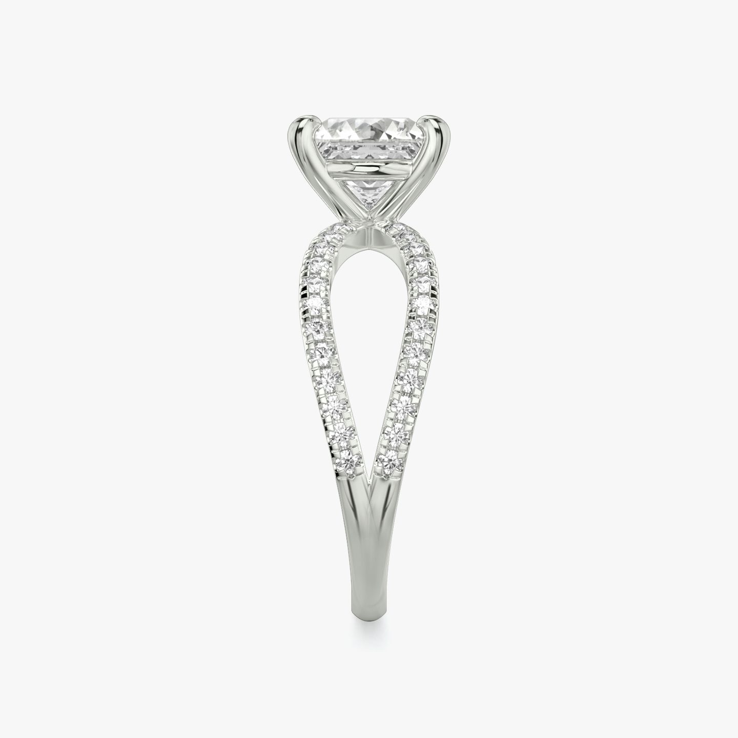 The Duet | Princess | 18k | White Gold | bandAccent: Double pavé | diamondOrientation: vertical | caratWeight: other