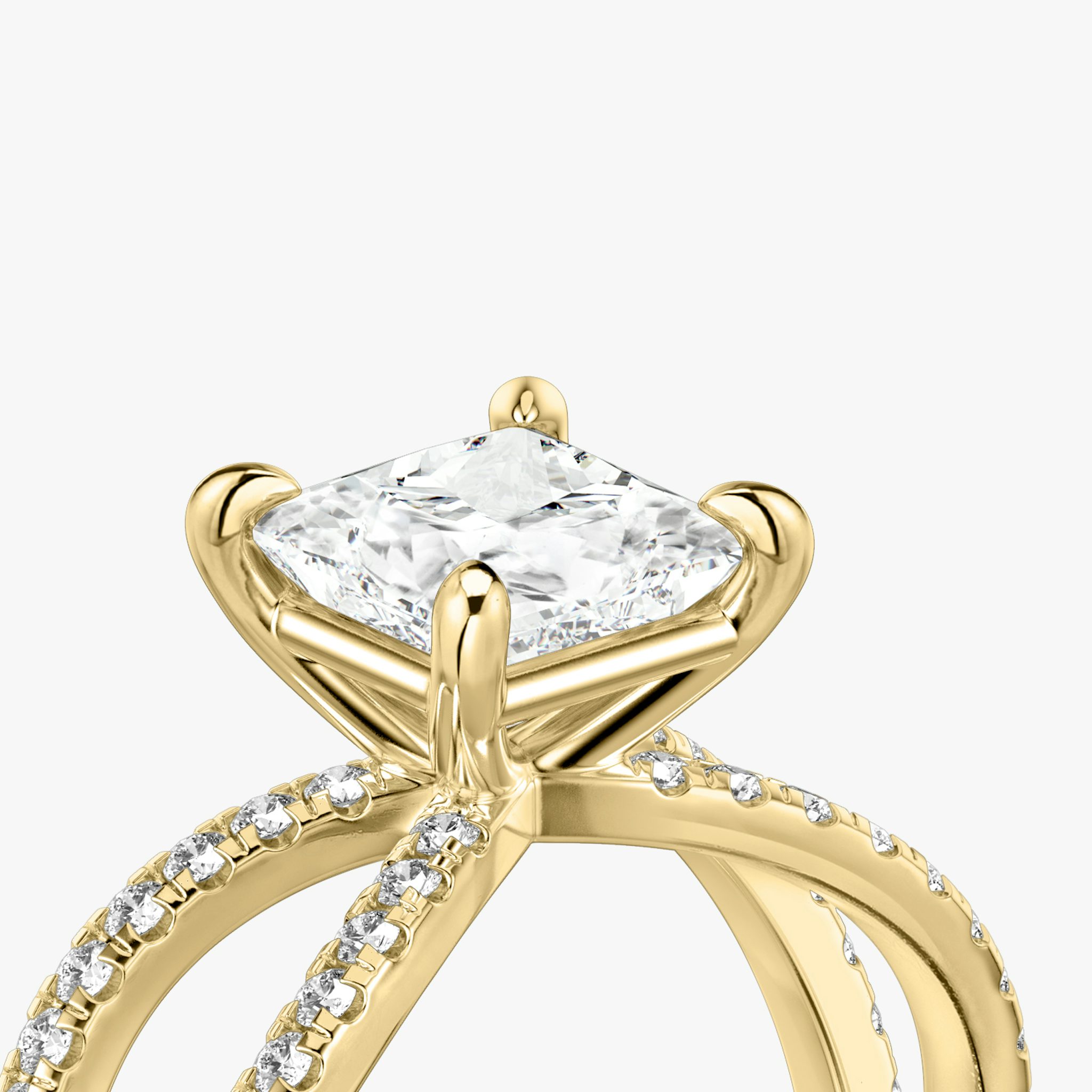 The Duet | Princess | 18k | Yellow Gold | bandAccent: Double pavé | diamondOrientation: vertical | caratWeight: other