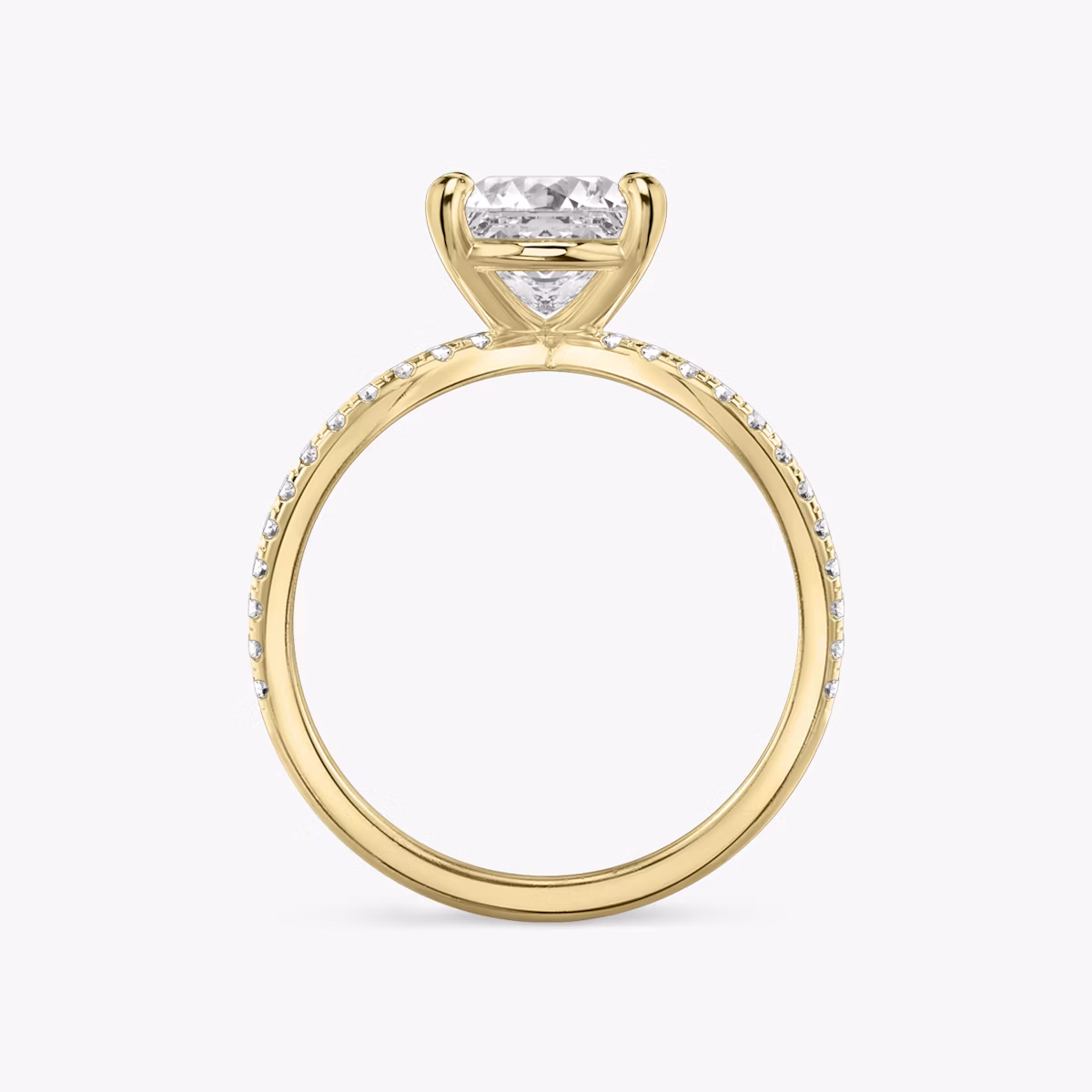 The Duet | Princess | 18k | Yellow Gold | bandAccent: Double pavé | diamondOrientation: vertical | caratWeight: other