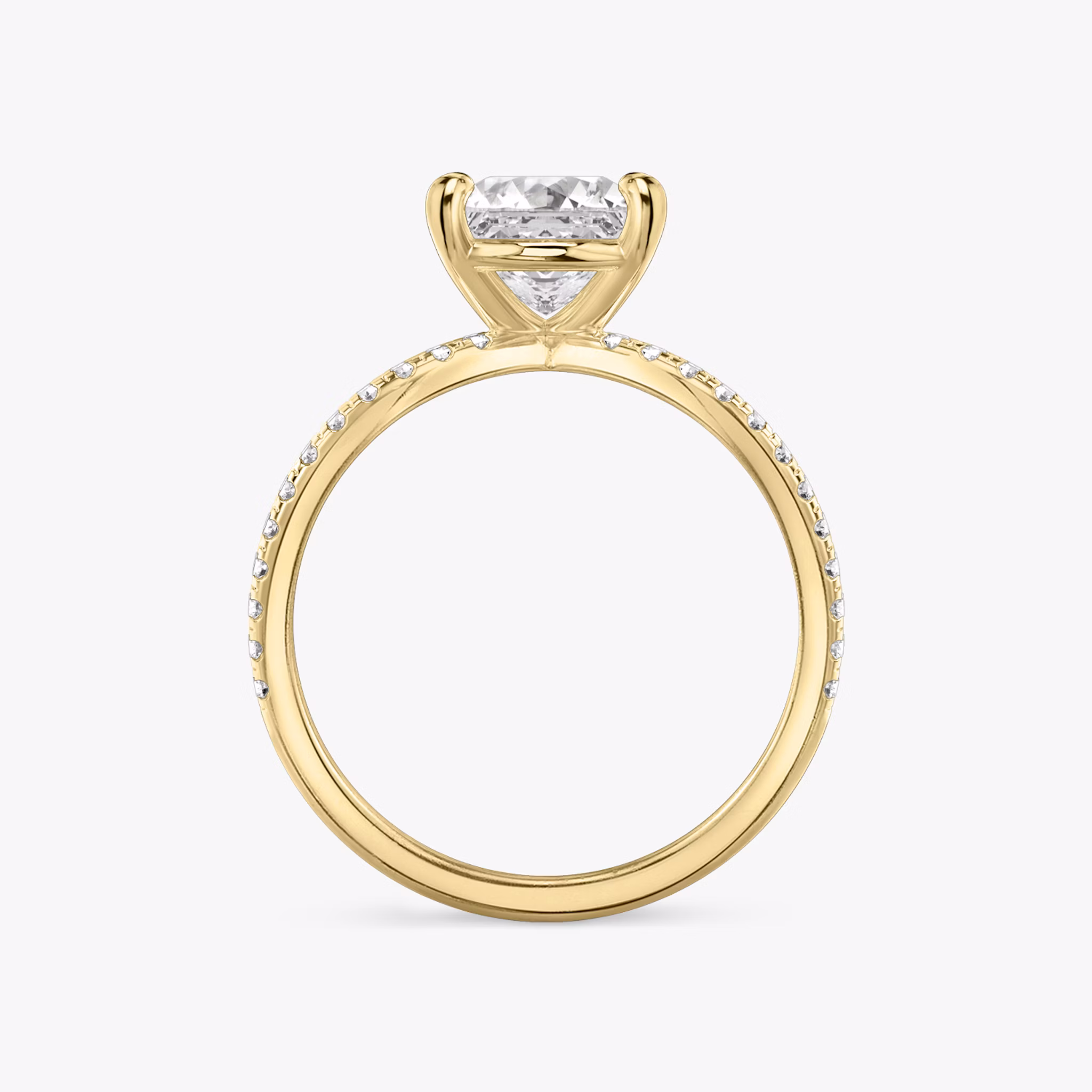The Duet | Princess | 18k | Yellow Gold | bandAccent: Double pavé | diamondOrientation: vertical | caratWeight: other