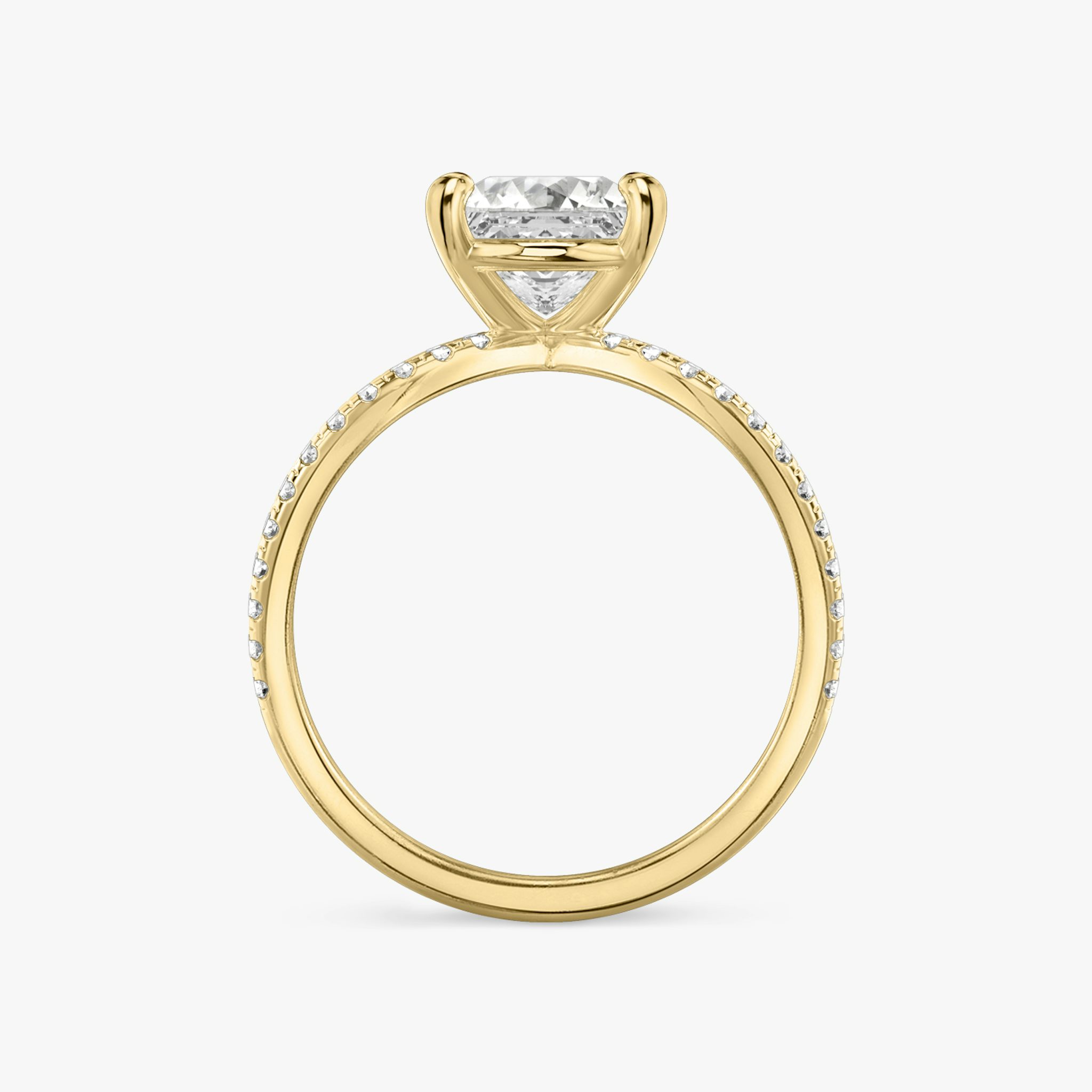 The Duet | Princess | 18k | Yellow Gold | bandAccent: Double pavé | diamondOrientation: vertical | caratWeight: other