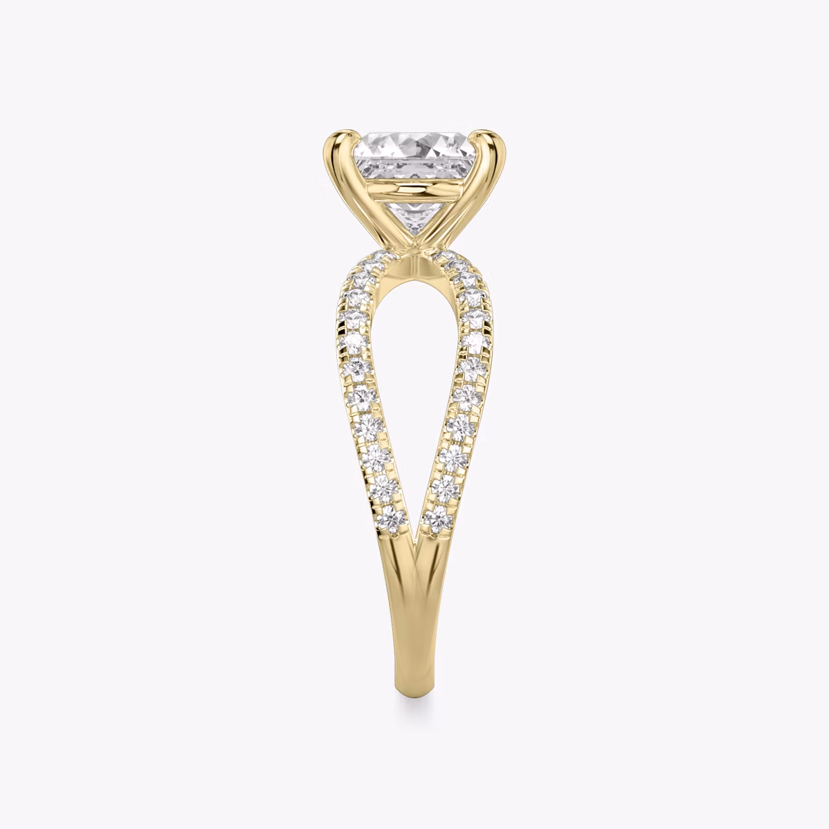 The Duet | Princess | 18k | Yellow Gold | bandAccent: Double pavé | diamondOrientation: vertical | caratWeight: other