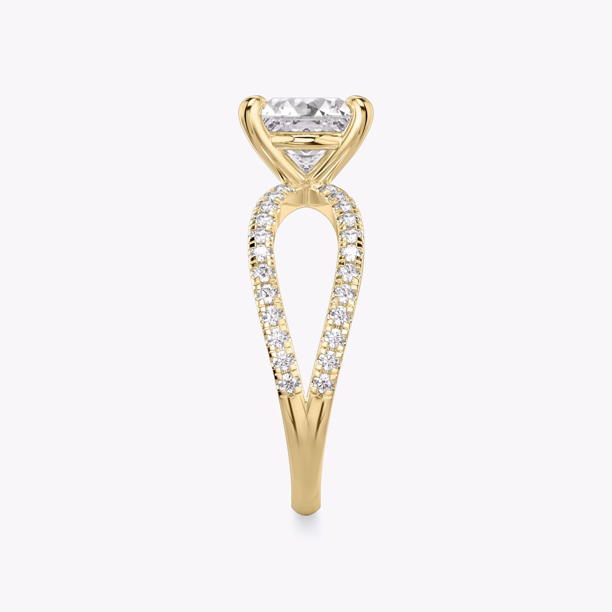 The Duet | Princess | 18k | Yellow Gold | bandAccent: Double pavé | diamondOrientation: vertical | caratWeight: other