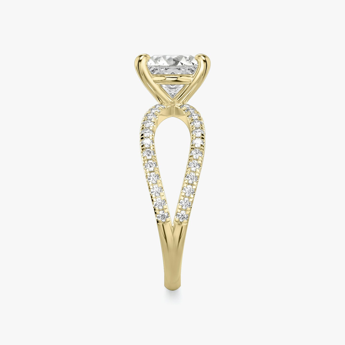 The Duet | Princess | 18k | Yellow Gold | bandAccent: Double pavé | diamondOrientation: vertical | caratWeight: other