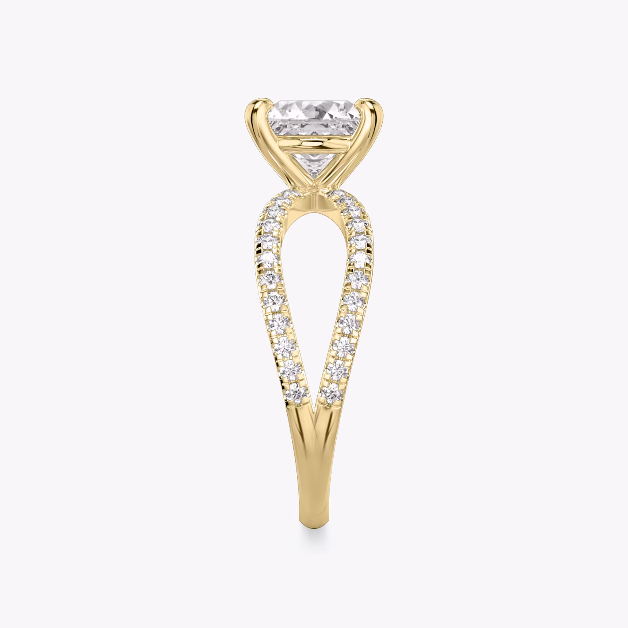 The Duet | Princess | 18k | Yellow Gold | bandAccent: Double pavé | diamondOrientation: vertical | caratWeight: other
